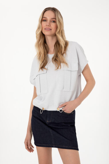 تی شرت یقه گرد خاکستری روشن  ریلکس  زنانه یو اس پولو | US POLO ASSN