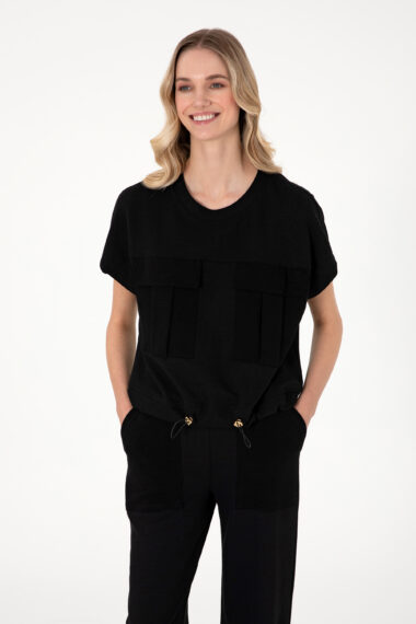 تی شرت یقه گرد سیاه  ریلکس  زنانه یو اس پولو | US POLO ASSN