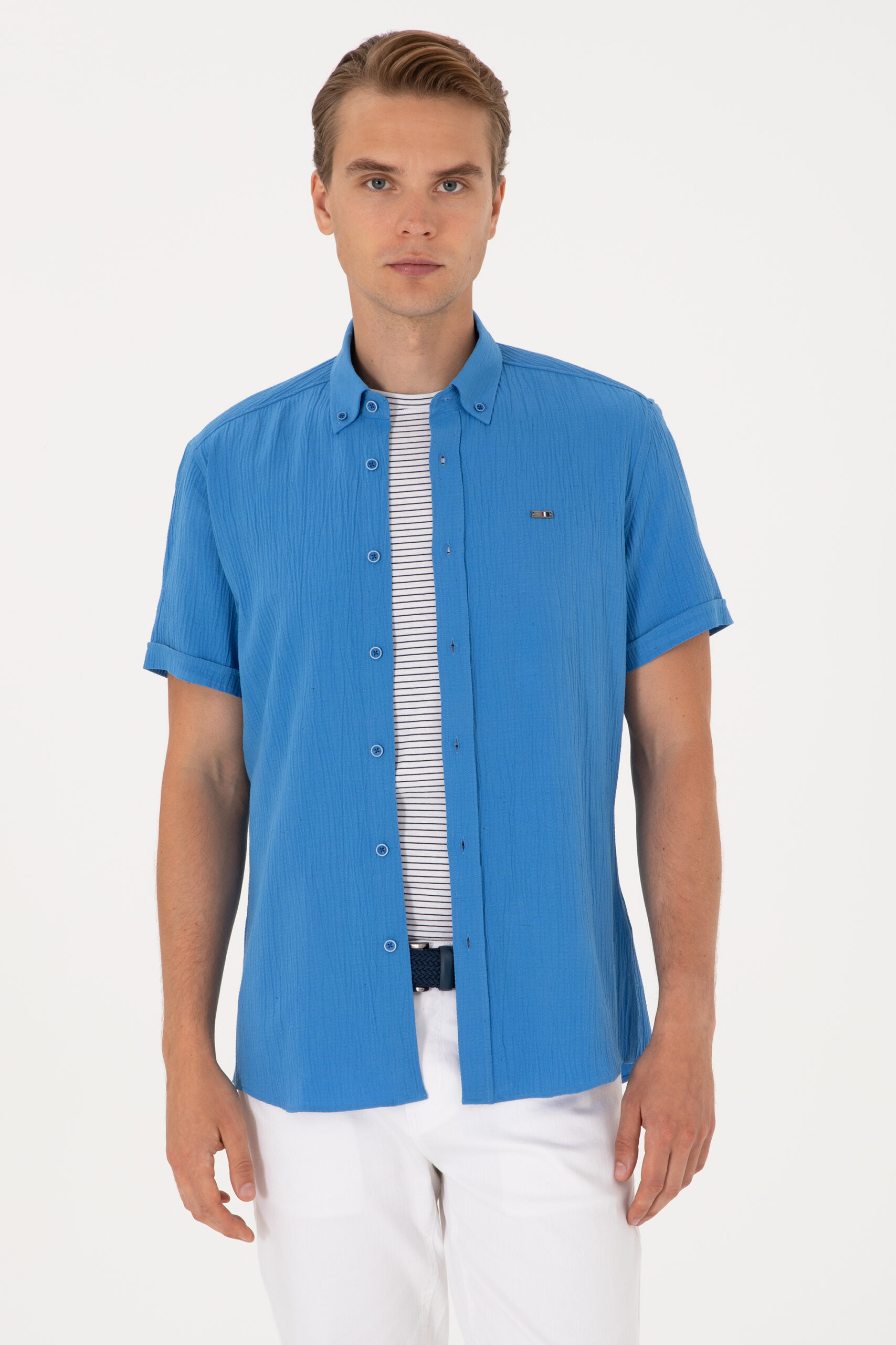 پیراهن  نیلی  رگولار  مردانه یو اس پولو | US POLO ASSN