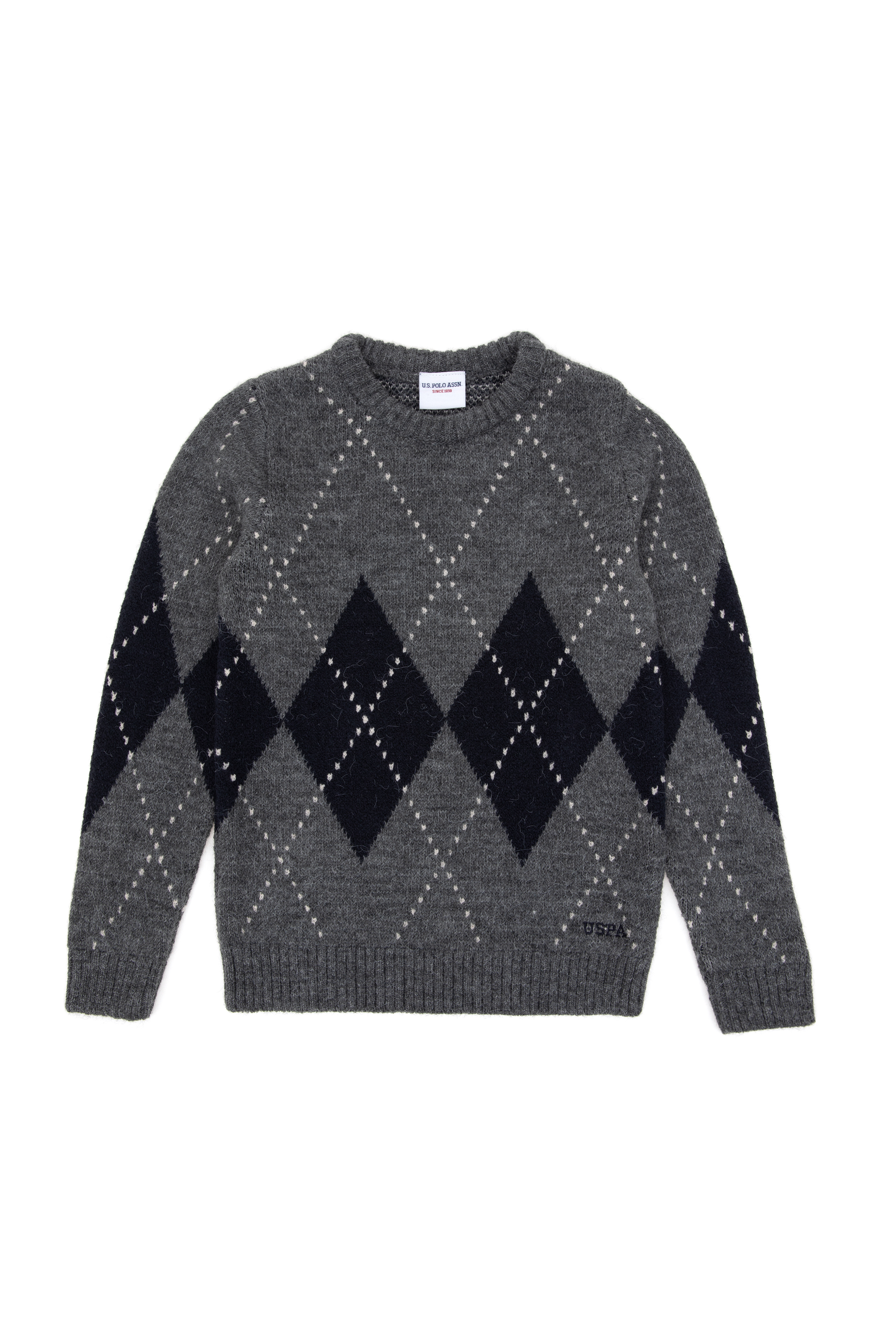 بافت خاکستری روشن ملانژ اندامی پسرانه یو اس پولو | US POLO ASSN