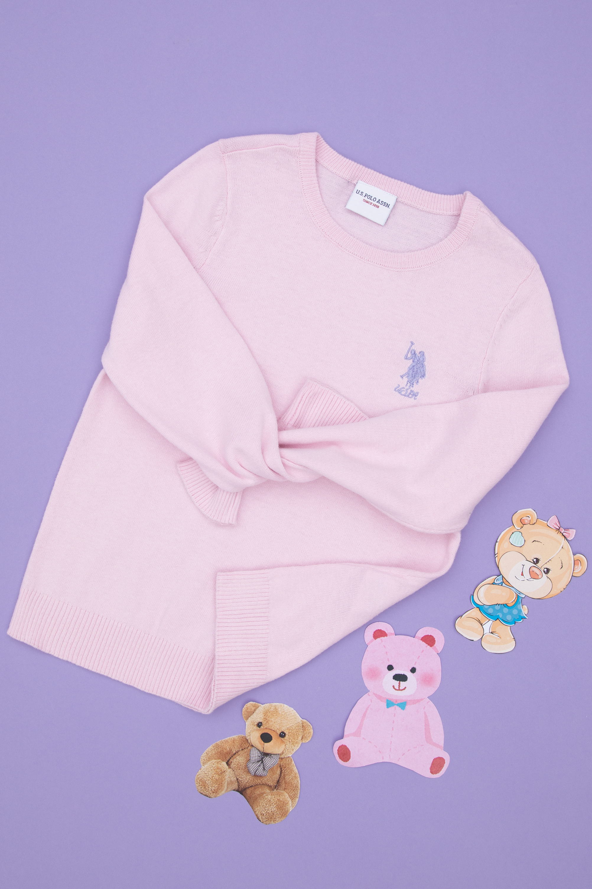 بافت بیسیک صورتی اندامی دخترانه یو اس پولو | US POLO ASSN
