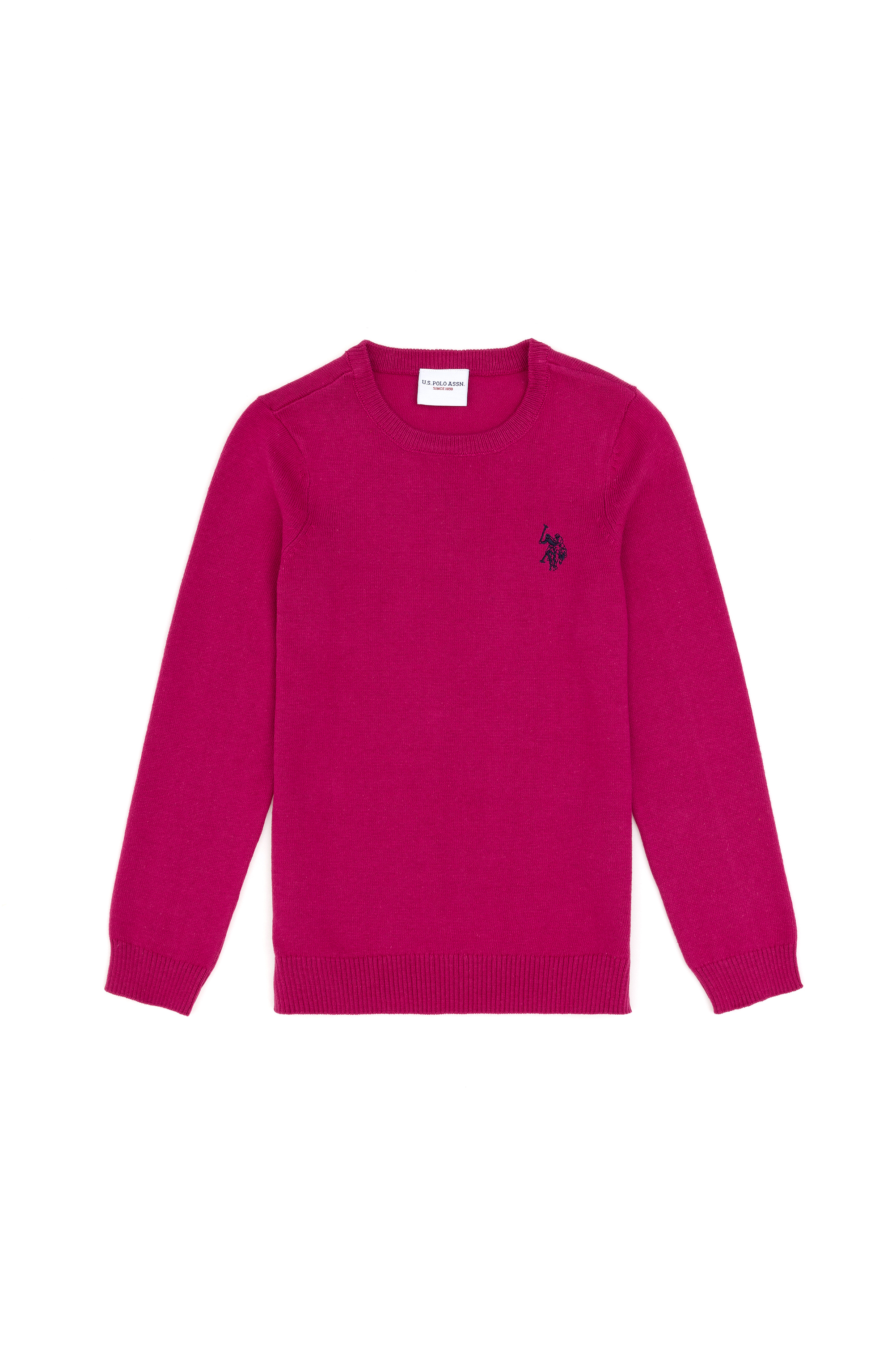 بافت بیسیک یقه گرد فوشیا اندامی دخترانه یو اس پولو | US POLO ASSN