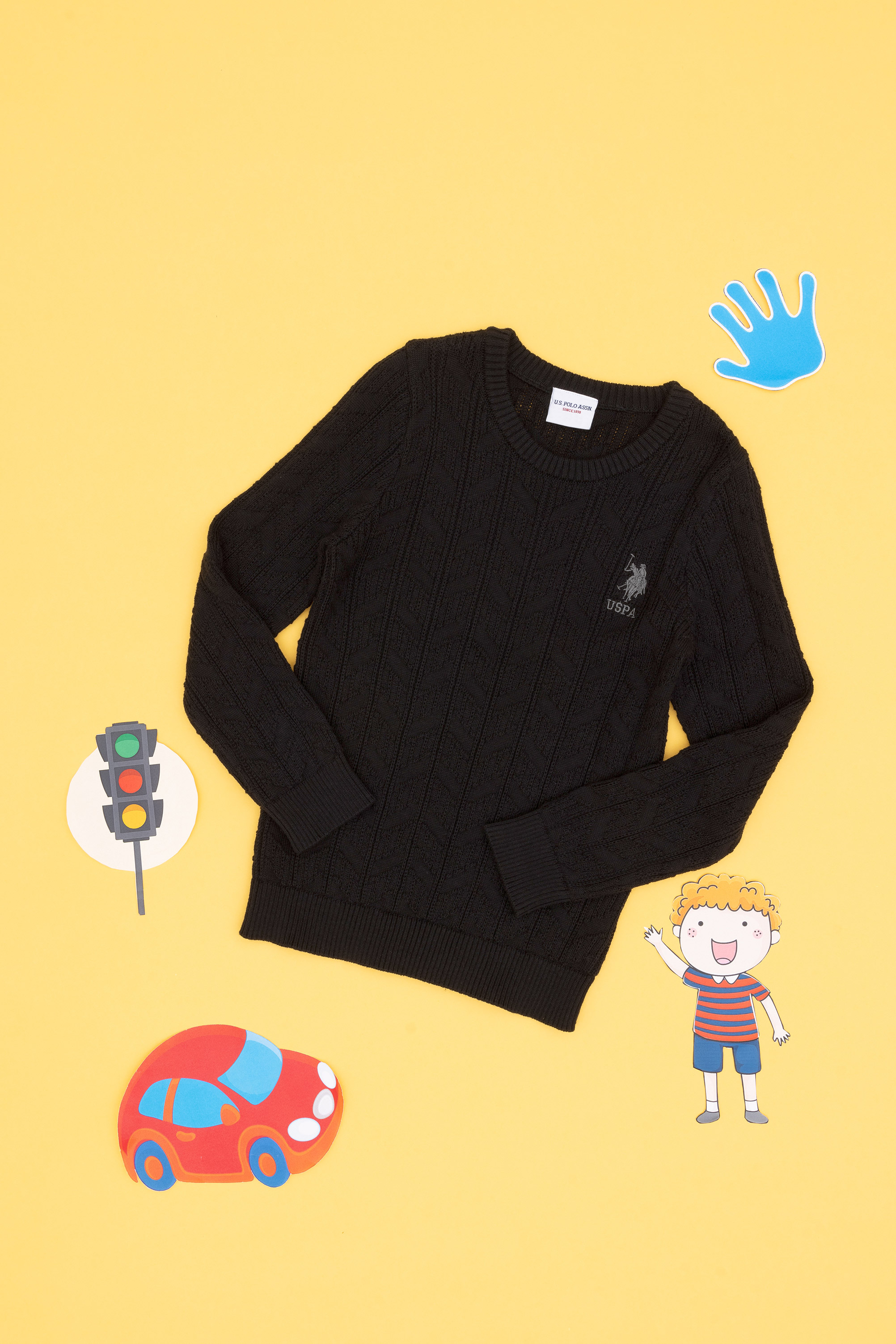 بافت بیسیک سیاه اندامی پسرانه یو اس پولو | US POLO ASSN