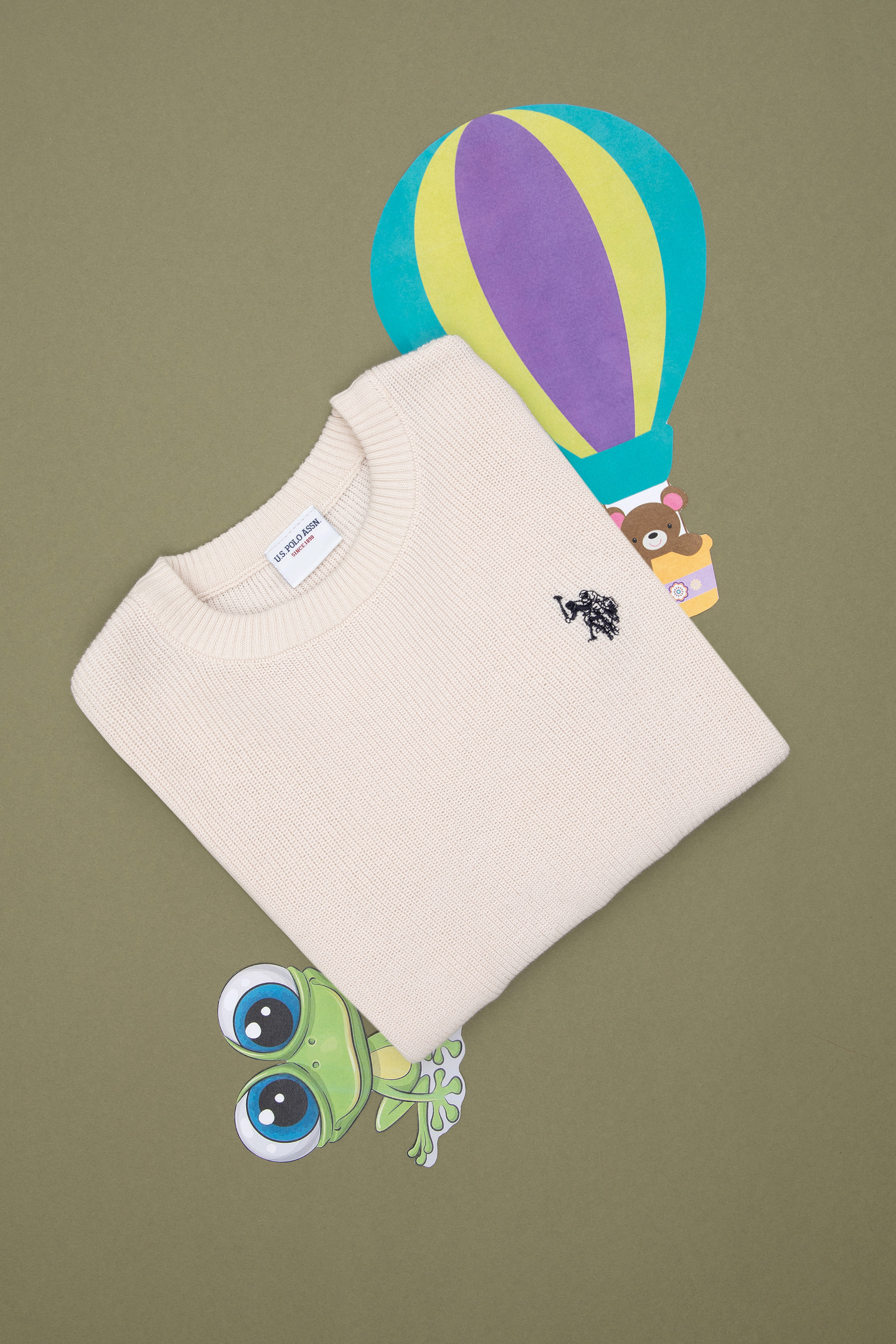 بافت بیسیک یقه گرد سفید رگولار دخترانه یو اس پولو | US POLO ASSN