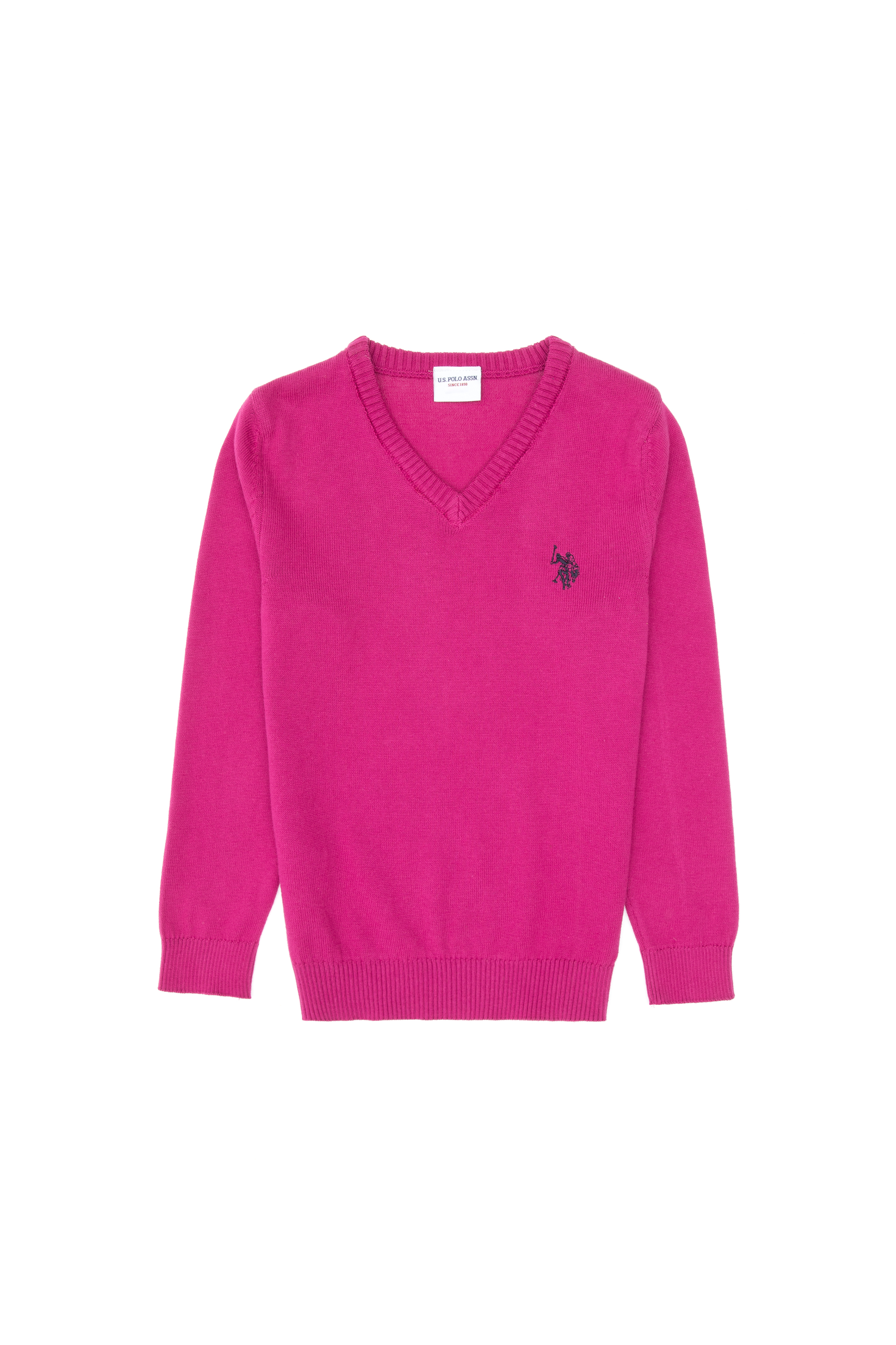 بافت بیسیک یقه هفت ارغوانی رگولار دخترانه یو اس پولو | US POLO ASSN