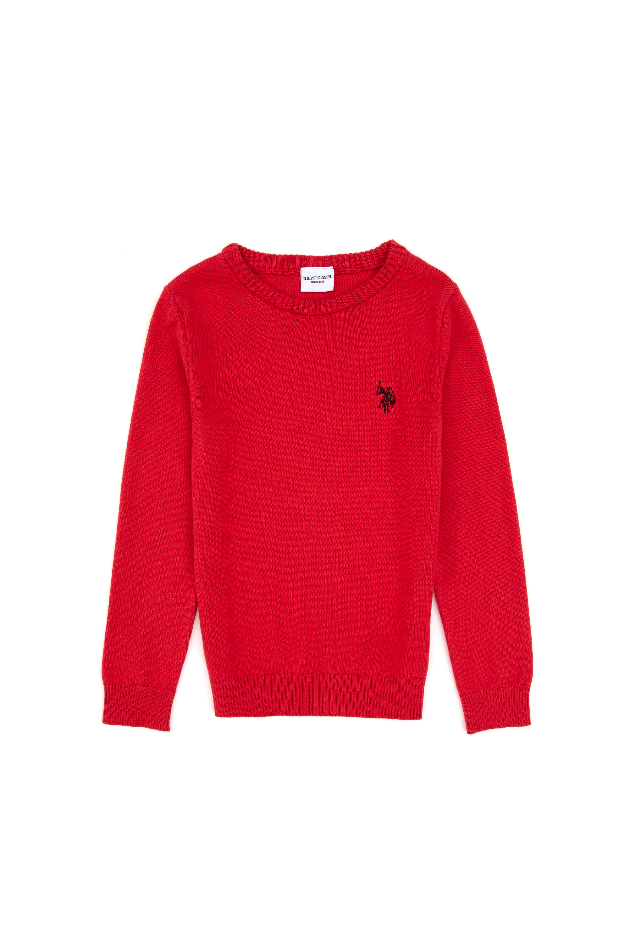بافت بیسیک یقه گرد قرمز اندامی دخترانه یو اس پولو | US POLO ASSN