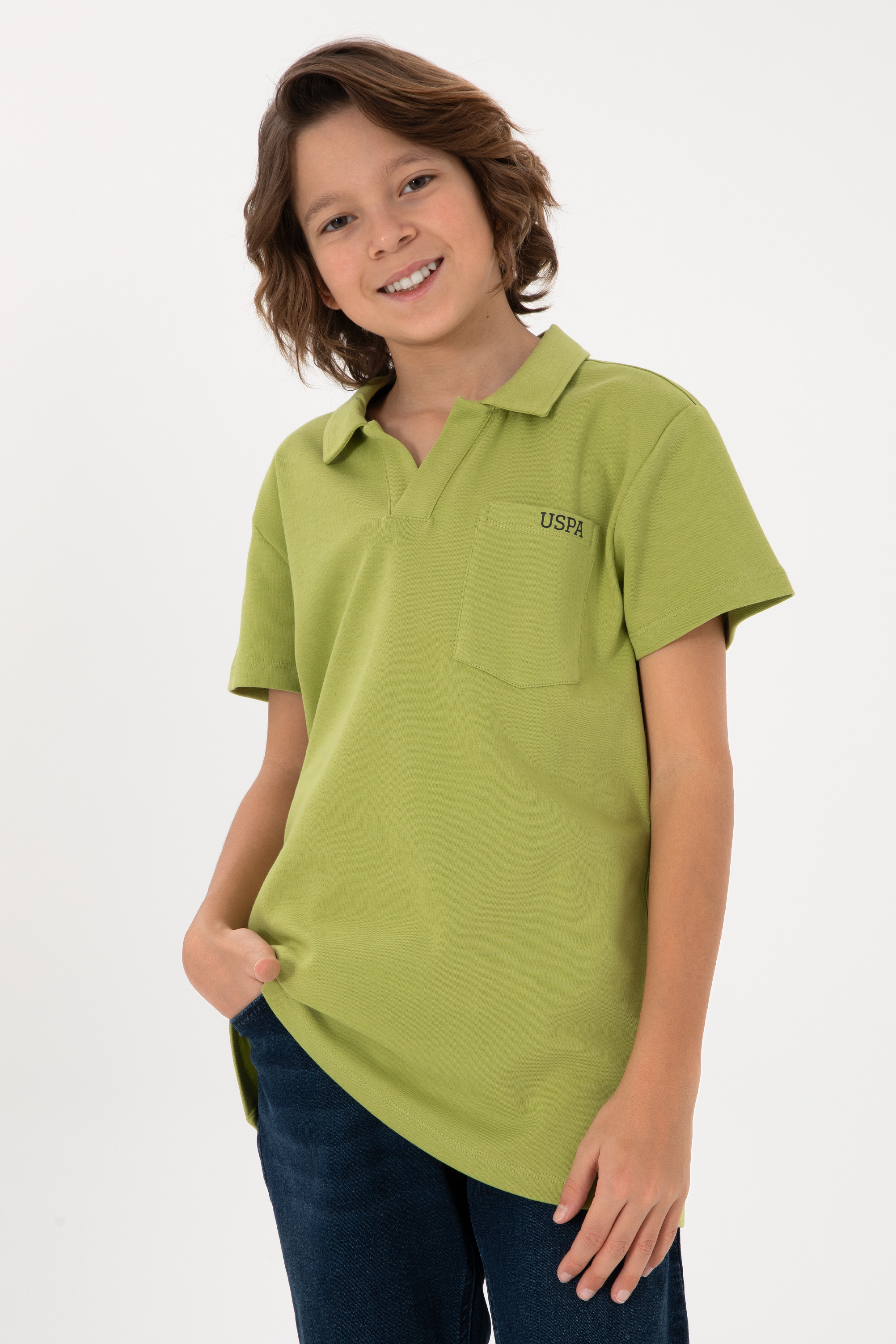 پولوشرت سبز پسته ای رگولار پسرانه یو اس پولو | US POLO ASSN