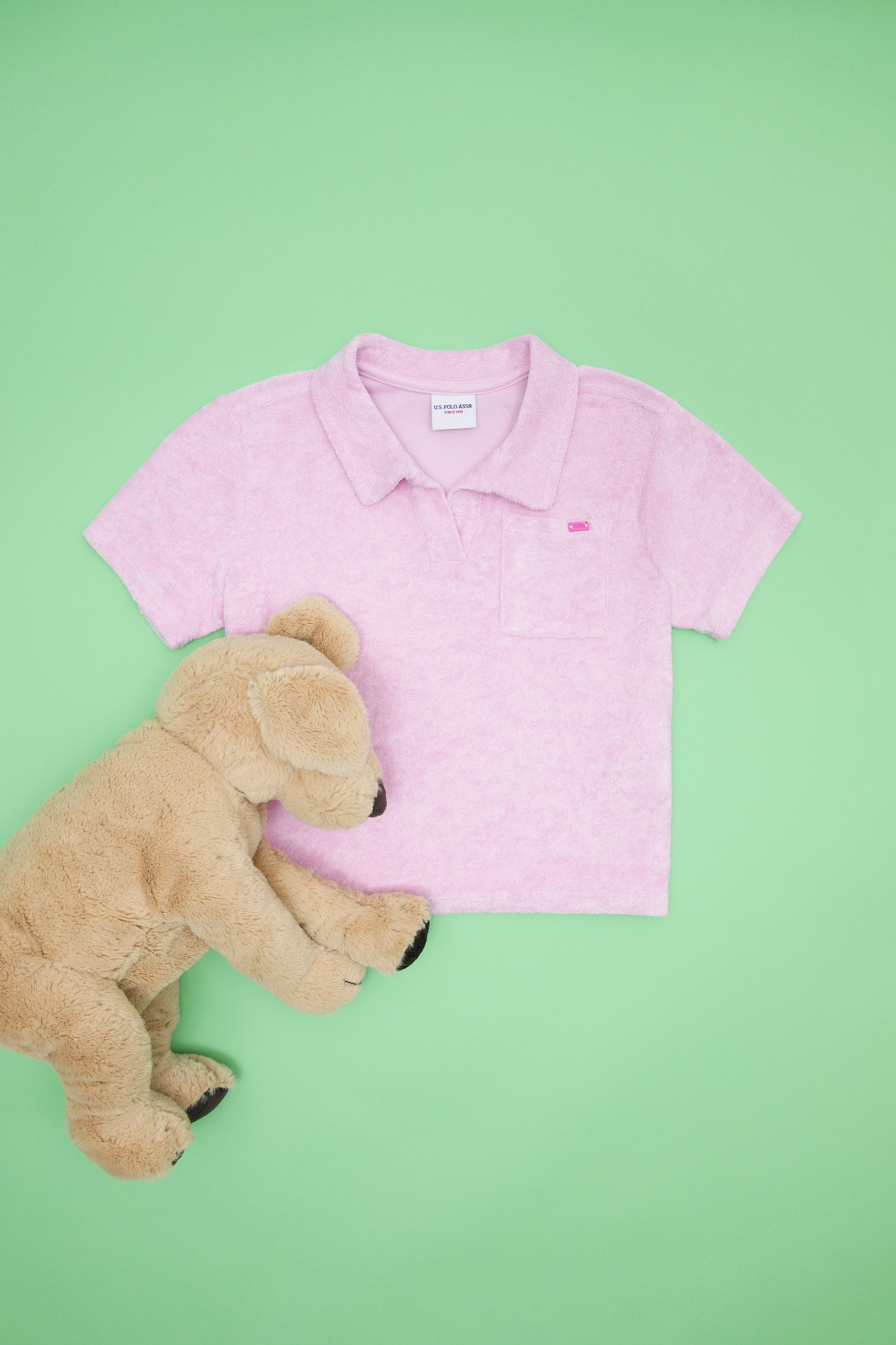 پولوشرت یقه پولو بنفش Crop Top آستین کوتاه دخترانه یو اس پولو | US POLO ASSN
