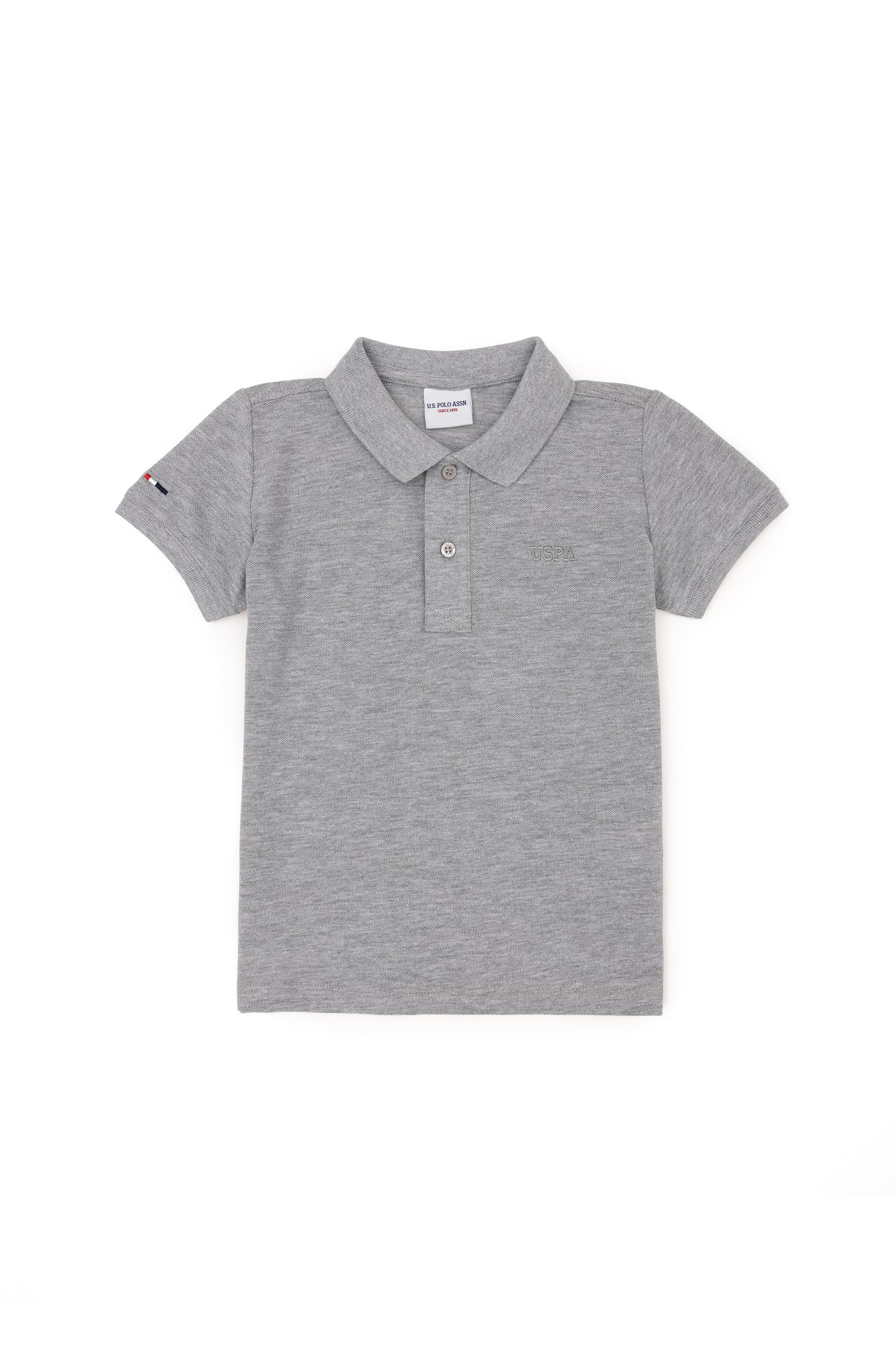 پولوشرت بیسیک خاکستری ملانژ رگولار پسرانه یو اس پولو | US POLO ASSN