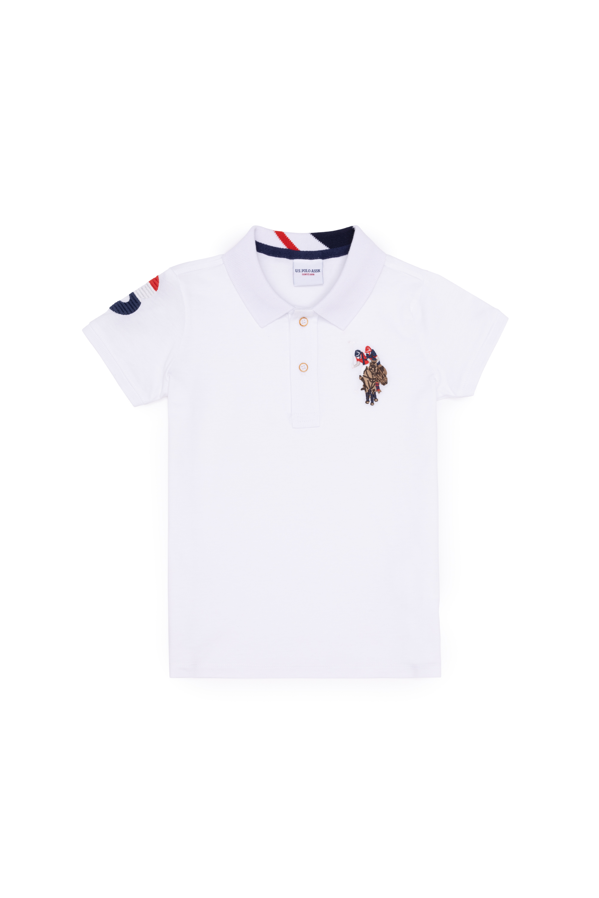 پولوشرت بیسیک یقه پولو سفید استاندارد فیت پسرانه یو اس پولو | US POLO ASSN