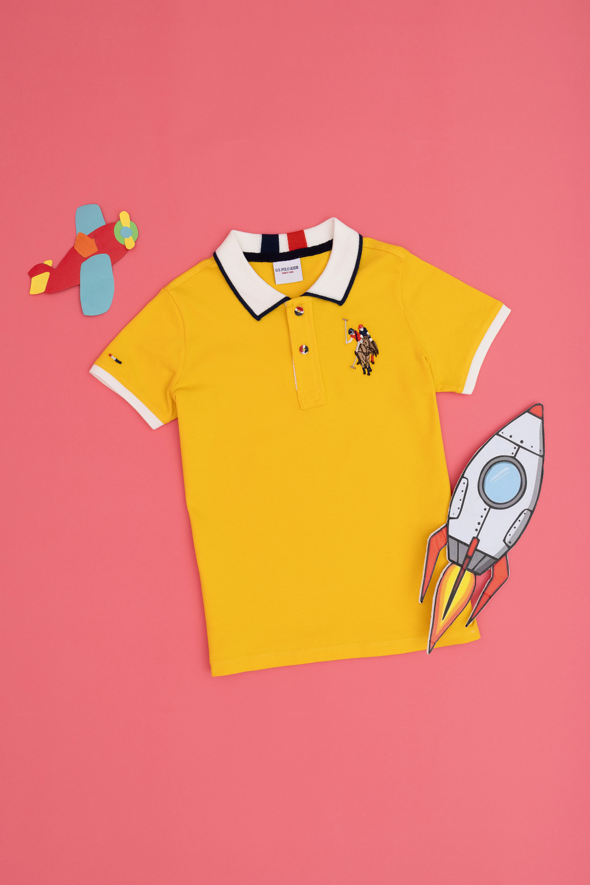 پولوشرت بیسیک زعفرانی رگولار پسرانه یو اس پولو | US POLO ASSN
