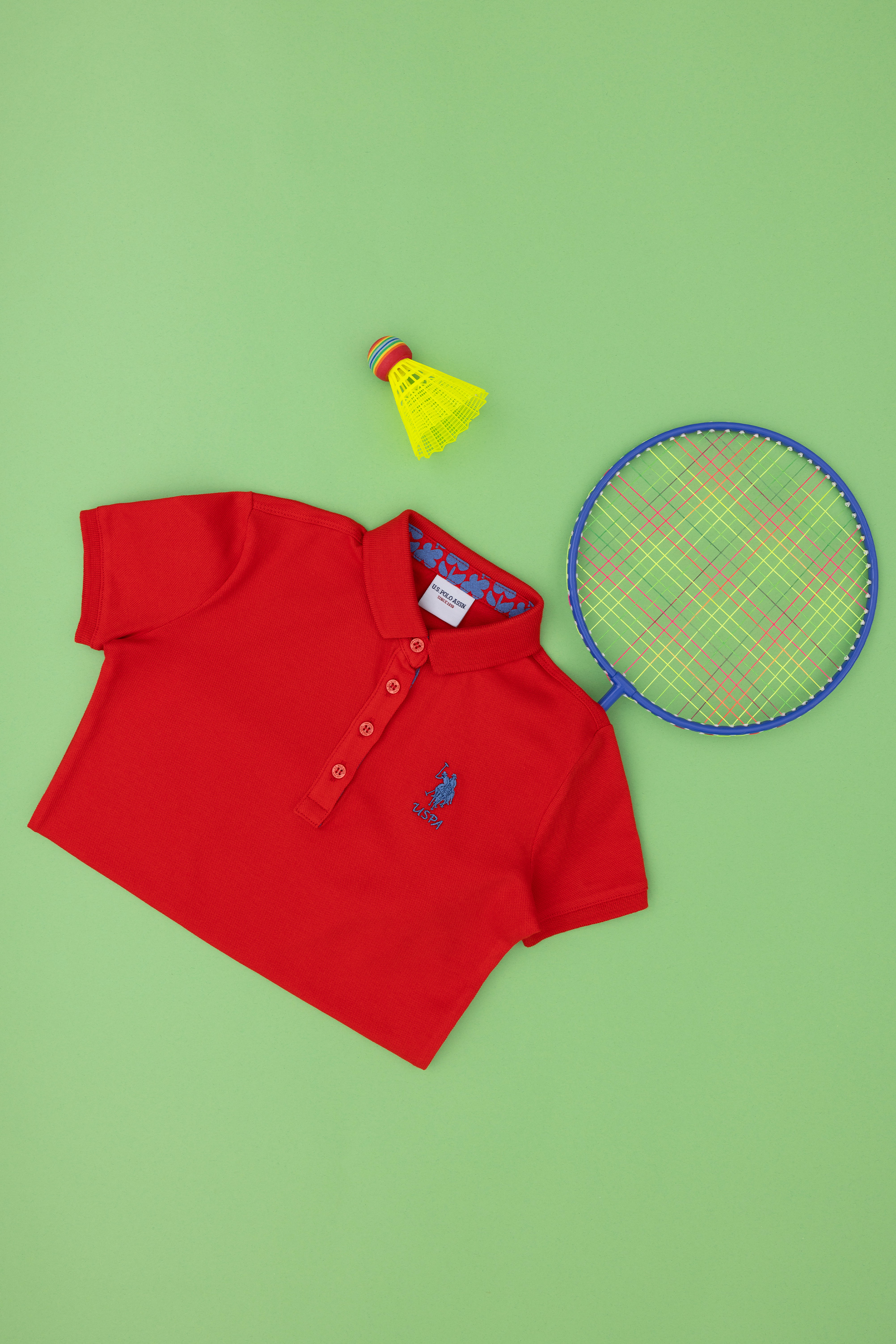 پولوشرت بیسیک یقه پولو قرمز اندامی دخترانه یو اس پولو | US POLO ASSN