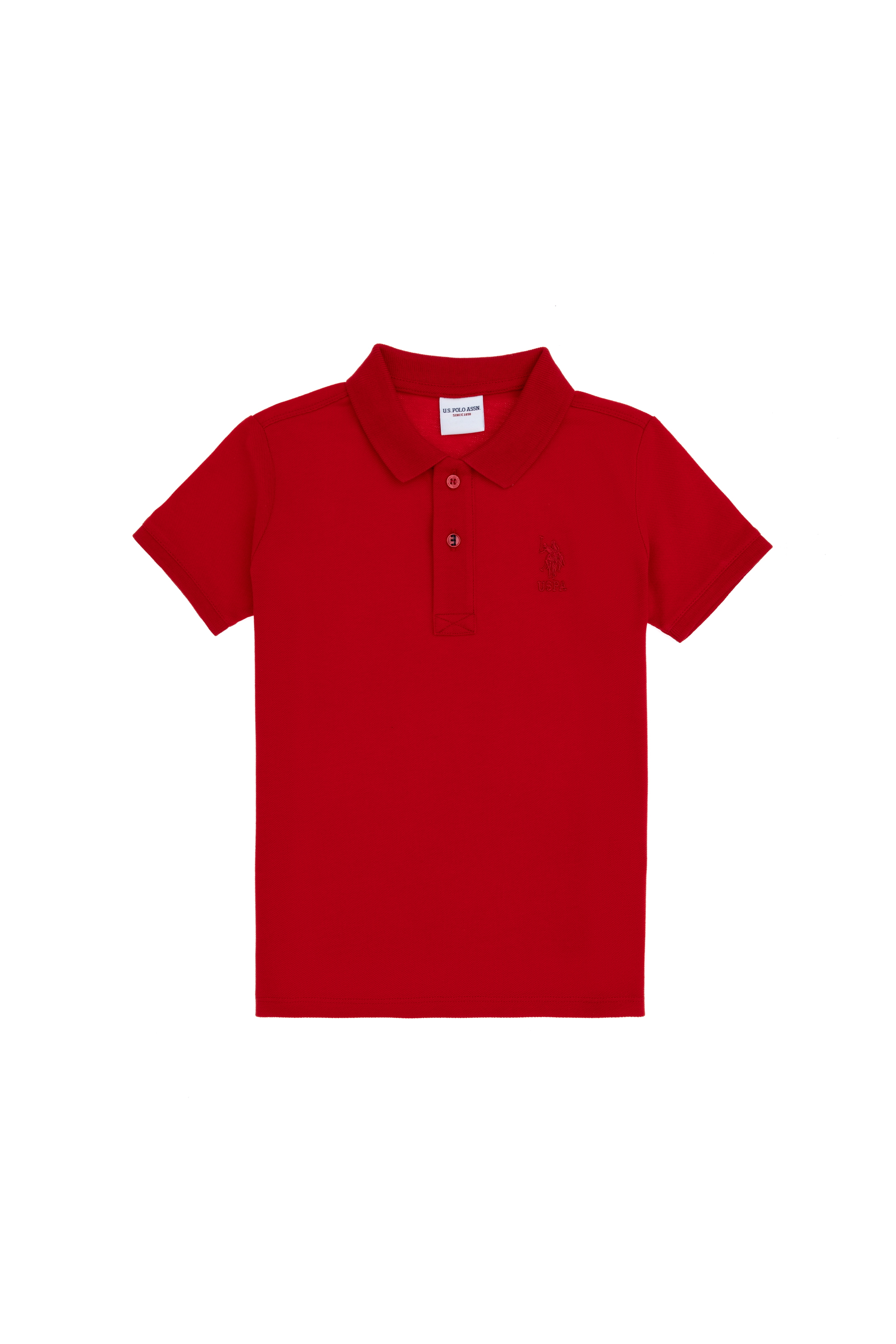 پولوشرت بیسیک یقه پیراهنی قرمز رگولار آستین کوتاه پسرانه یو اس پولو | US POLO ASSN