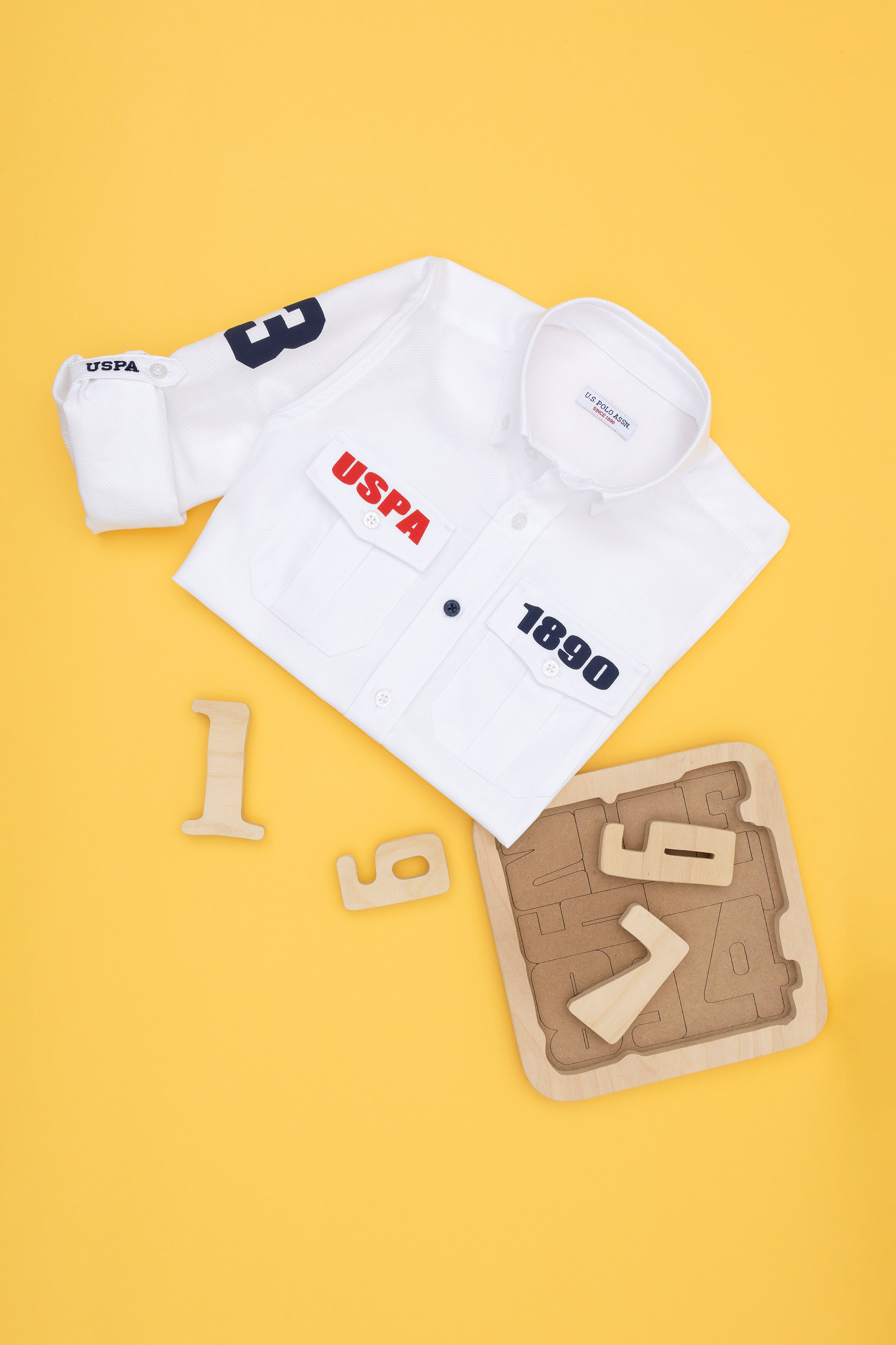 پیراهن سفید رگولار پسرانه یو اس پولو | US POLO ASSN