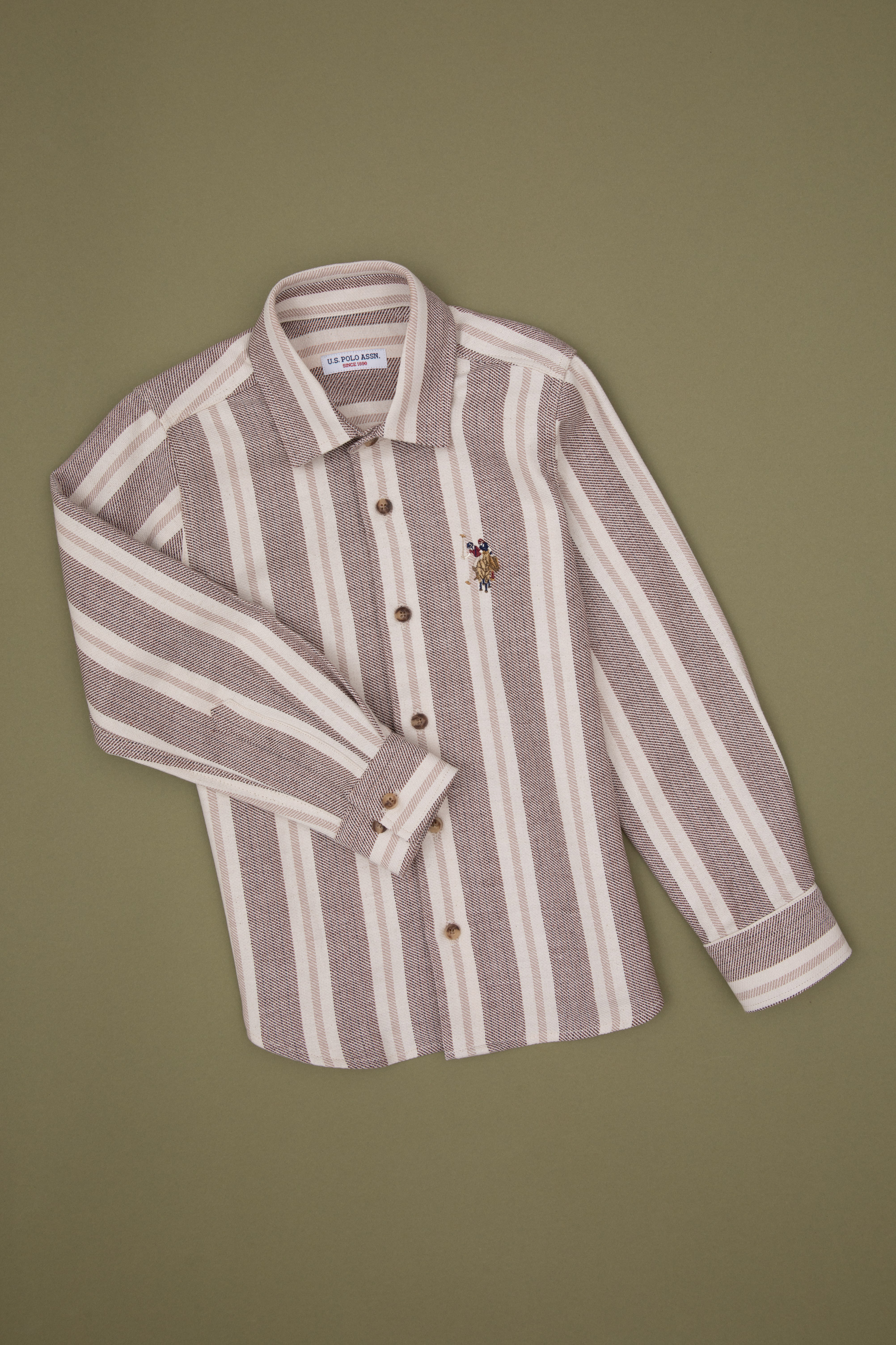 پیراهن شتری ریلکس پسرانه یو اس پولو | US POLO ASSN