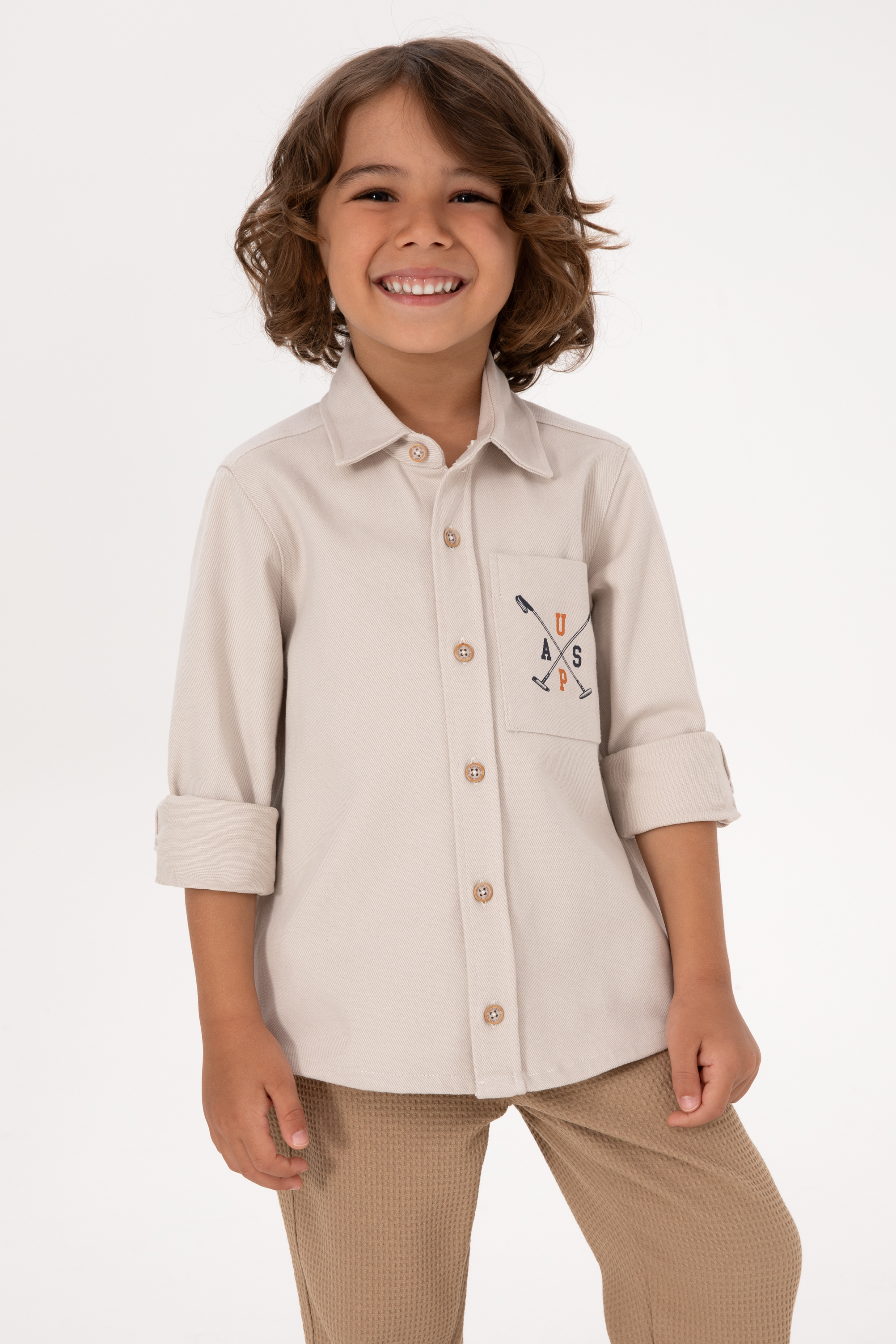 پیراهن خاکستری ریلکس پسرانه یو اس پولو | US POLO ASSN