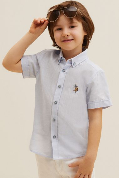 پیراهن بیسیک  سورمه ای روشن  رگولار  پسرانه یو اس پولو | US POLO ASSN