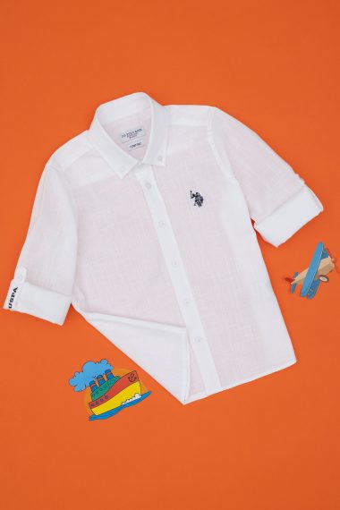 پیراهن بیسیک  سفید  ریلکس  پسرانه یو اس پولو | US POLO ASSN