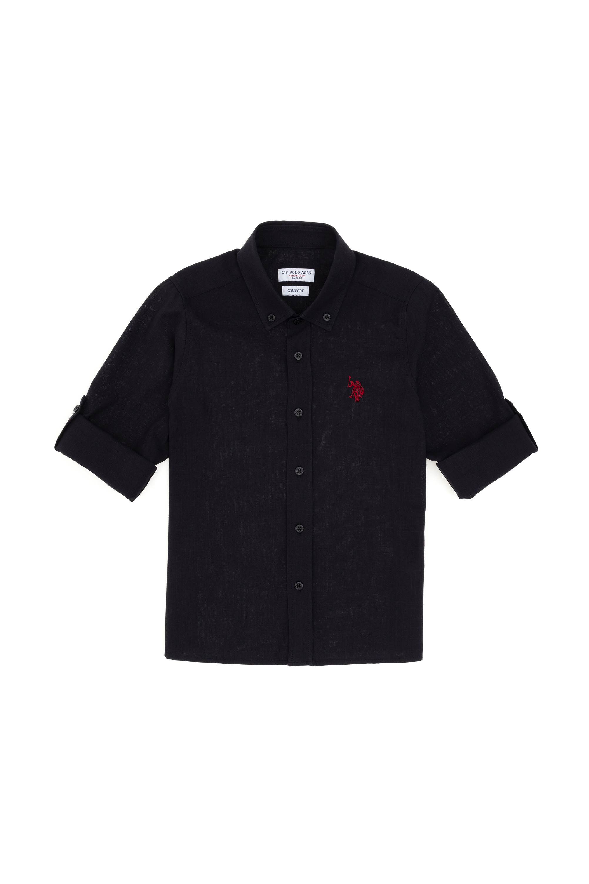 پیراهن بیسیک سیاه ریلکس پسرانه یو اس پولو | US POLO ASSN