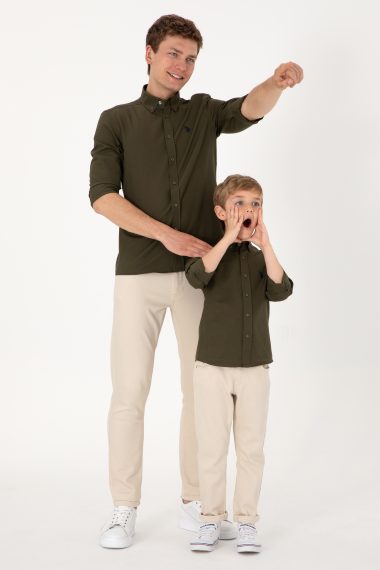 پیراهن بیسیک  خاکی تیره  رگولار  پسرانه یو اس پولو | US POLO ASSN
