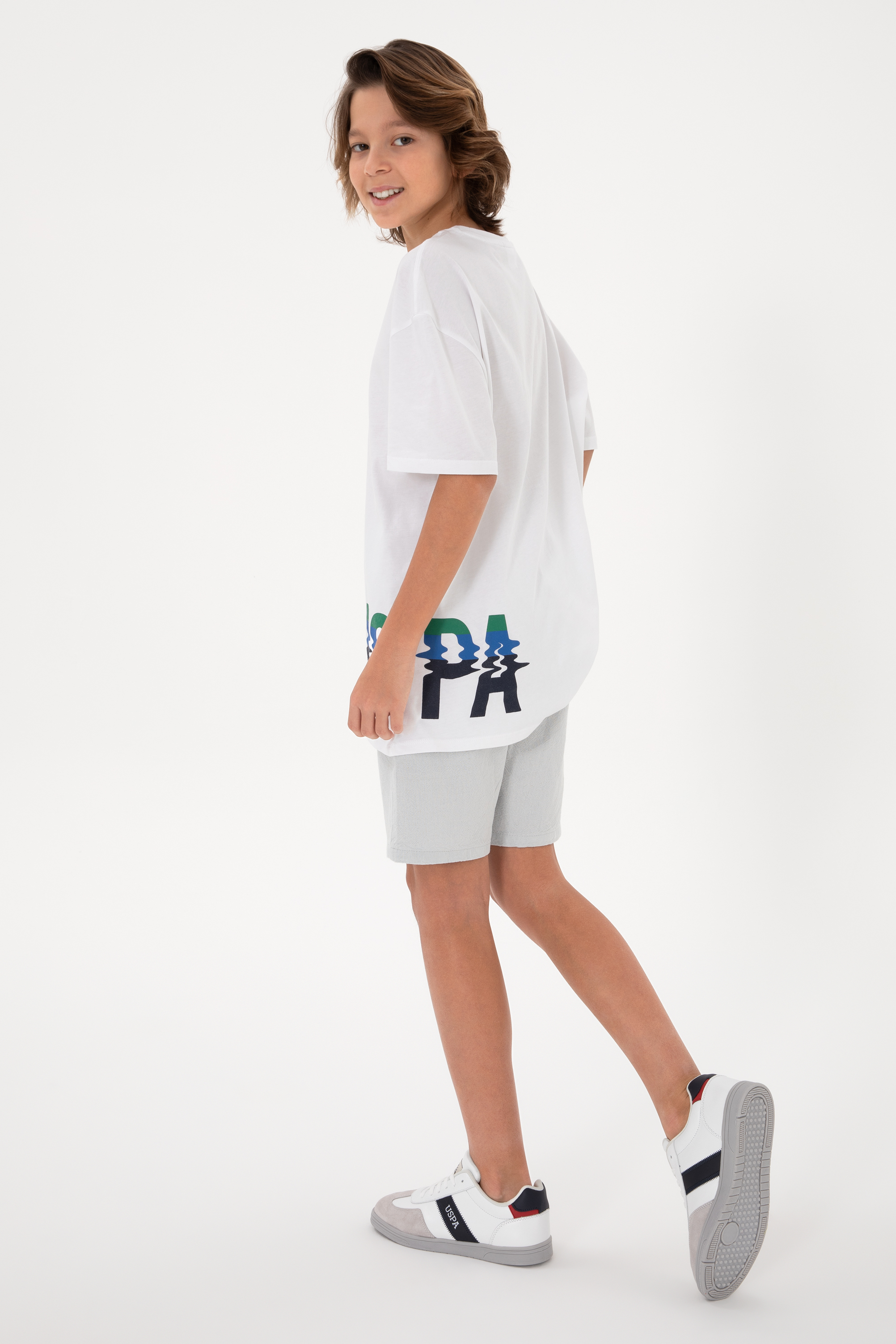 تی شرت سفید ریلکس پسرانه یو اس پولو | US POLO ASSN