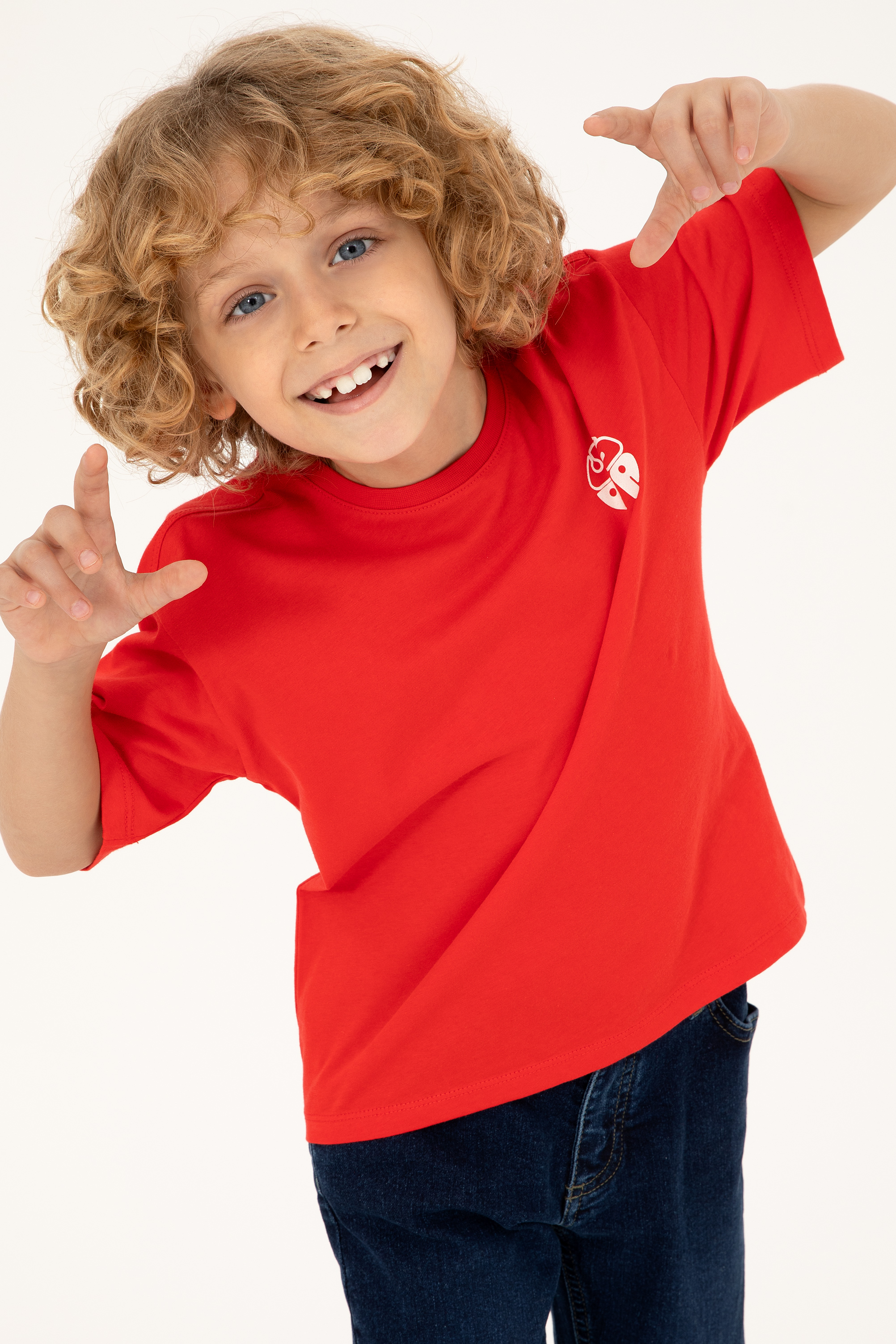 تی شرت بیسیک یقه گرد قرمز ریلکس پسرانه یو اس پولو | US POLO ASSN