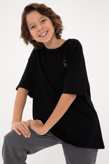 تی شرت بیسیک یقه گرد  سیاه  ریلکس  پسرانه یو اس پولو | US POLO ASSN