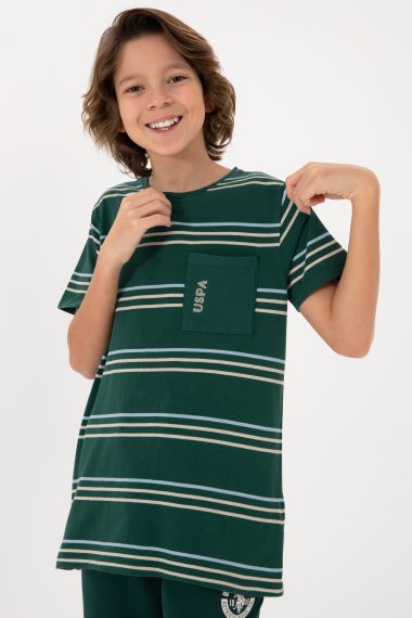 تی شرت بیسیک  سبز تیره  رگولار  پسرانه یو اس پولو | US POLO ASSN