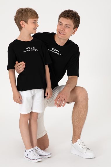 تی شرت بیسیک یقه گرد  سیاه  ریلکس  پسرانه یو اس پولو | US POLO ASSN