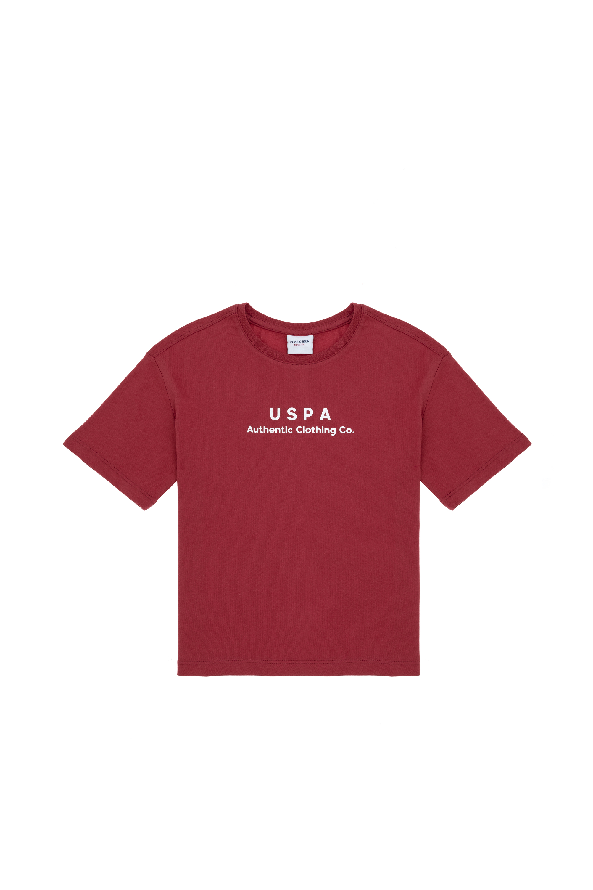 تی شرت بیسیک یقه گرد آلبالویی ریلکس پسرانه یو اس پولو | US POLO ASSN
