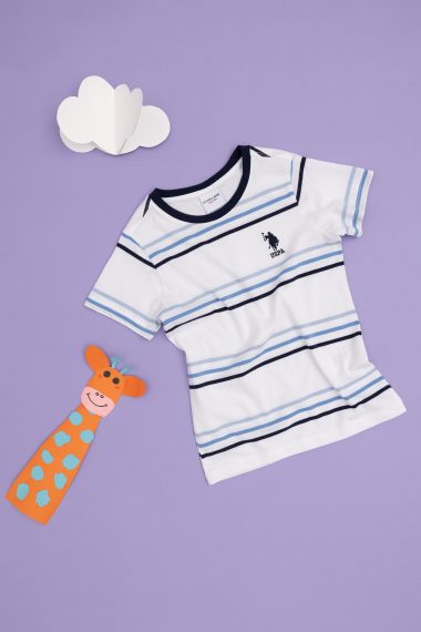 تی شرت یقه گرد  سفید  استاندارد فیت  پسرانه یو اس پولو | US POLO ASSN