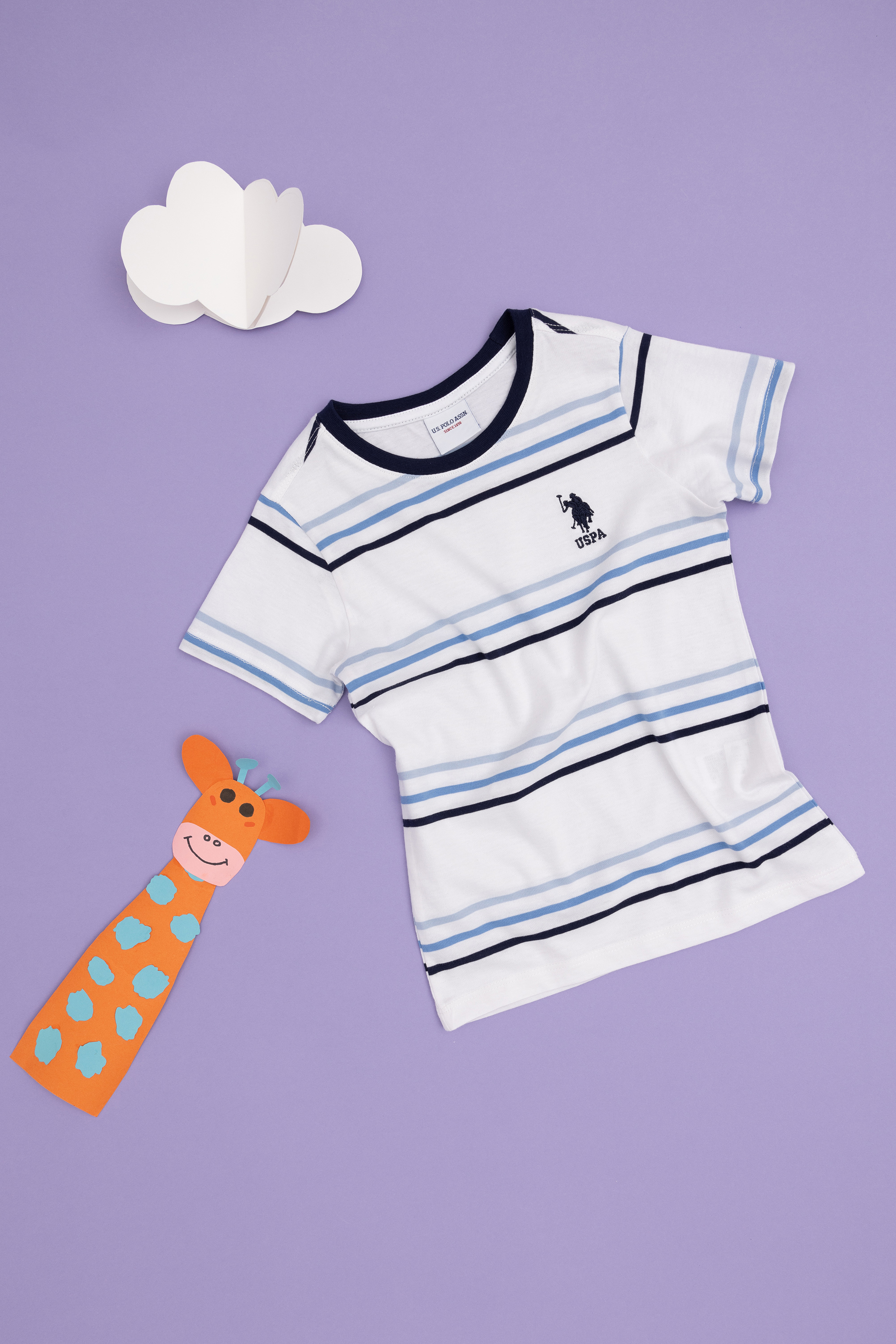 تی شرت یقه گرد سفید استاندارد فیت پسرانه یو اس پولو | US POLO ASSN
