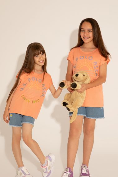 تی شرت یقه گرد یقه گرد گل بهی  رگولار  دخترانه یو اس پولو | US POLO ASSN