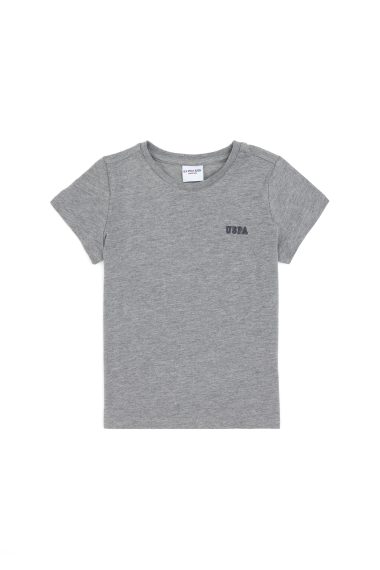 تی شرت یقه گرد  خاکستری ملانژ  رگولار  پسرانه یو اس پولو | US POLO ASSN