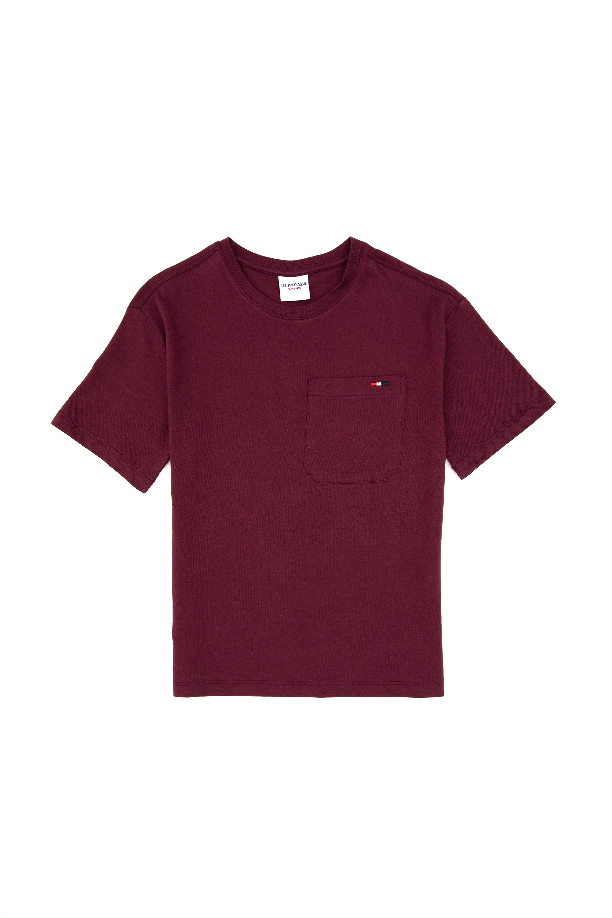تی شرت یقه گرد آلبالویی ریلکس پسرانه یو اس پولو | US POLO ASSN