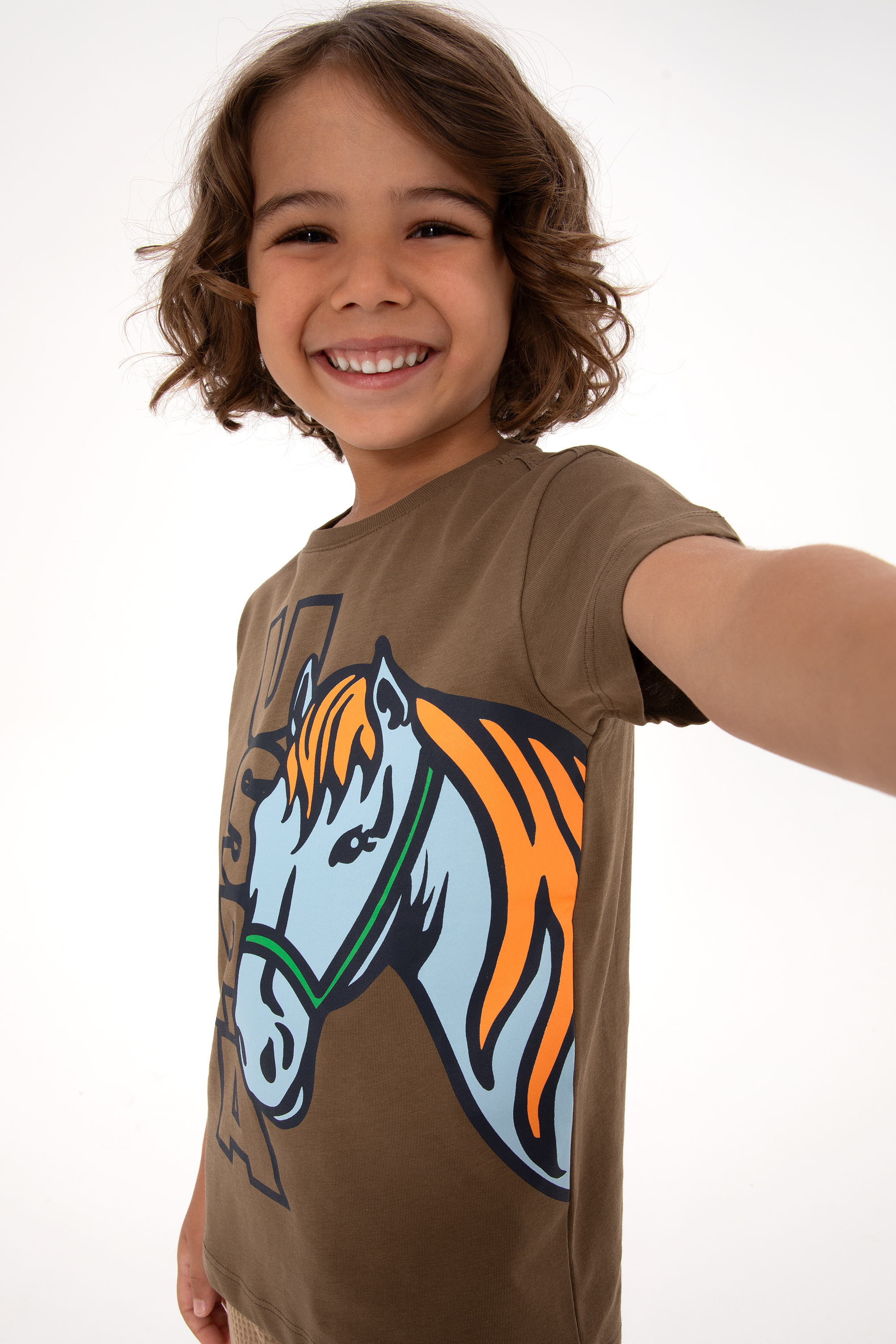 تی شرت یقه گرد خاکی رگولار پسرانه یو اس پولو | US POLO ASSN