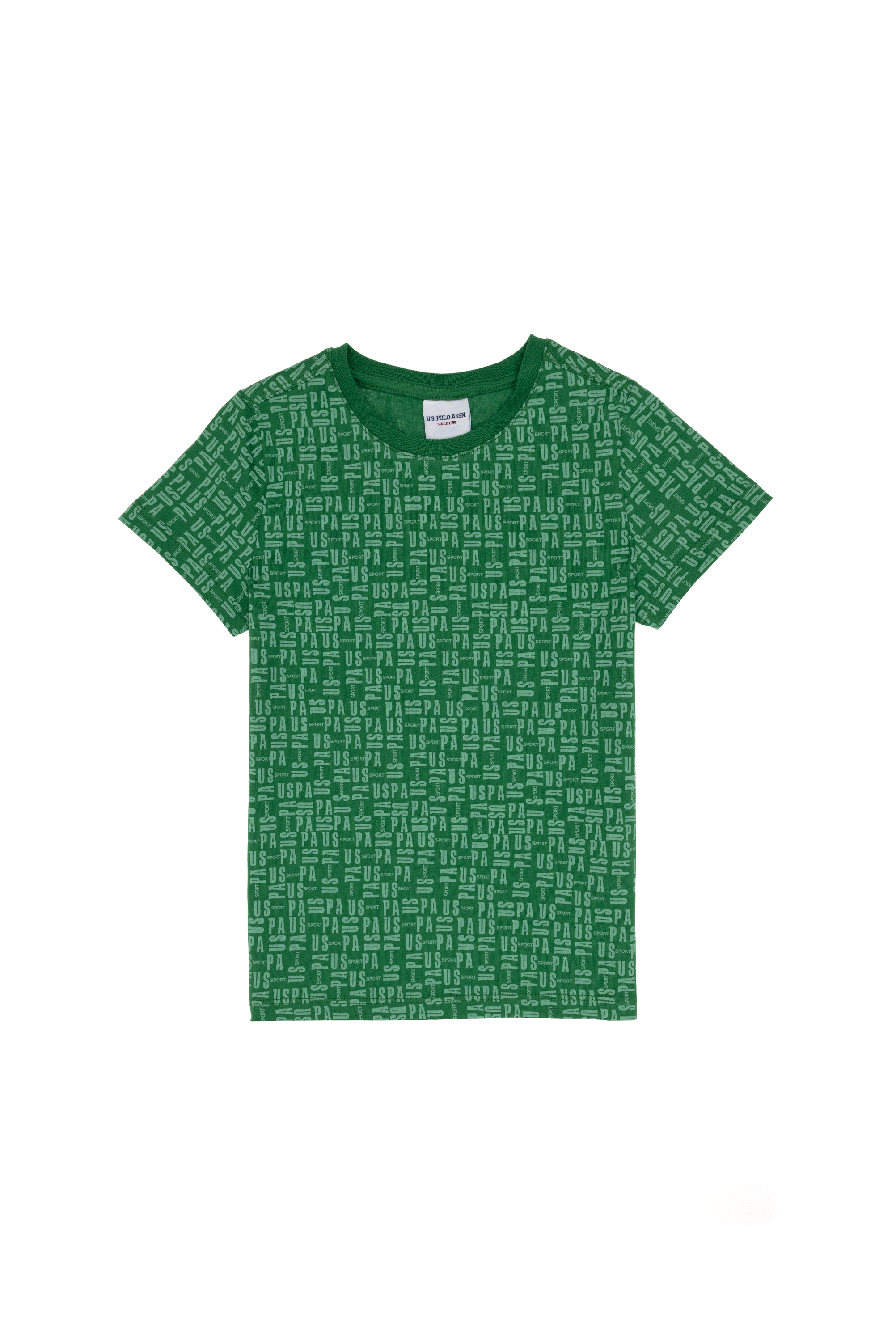 تی شرت یقه گرد سبز رگولار پسرانه یو اس پولو | US POLO ASSN