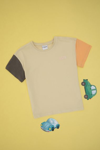 تی شرت یقه گرد  خاکی روشن  Oversize  پسرانه یو اس پولو | US POLO ASSN