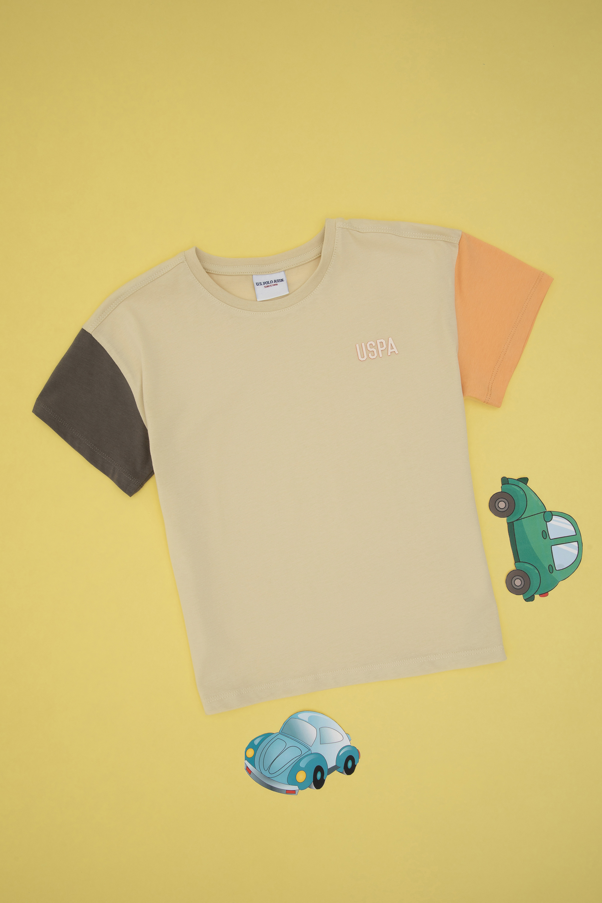 تی شرت یقه گرد خاکی روشن Oversize پسرانه یو اس پولو | US POLO ASSN