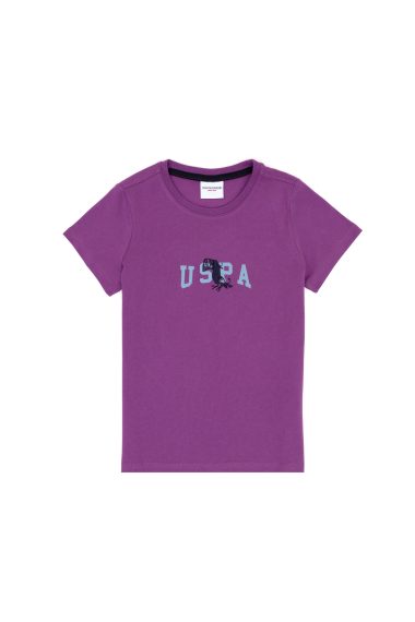 تی شرت یقه گرد بنفش رگولار پسرانه یو اس پولو | US POLO ASSN