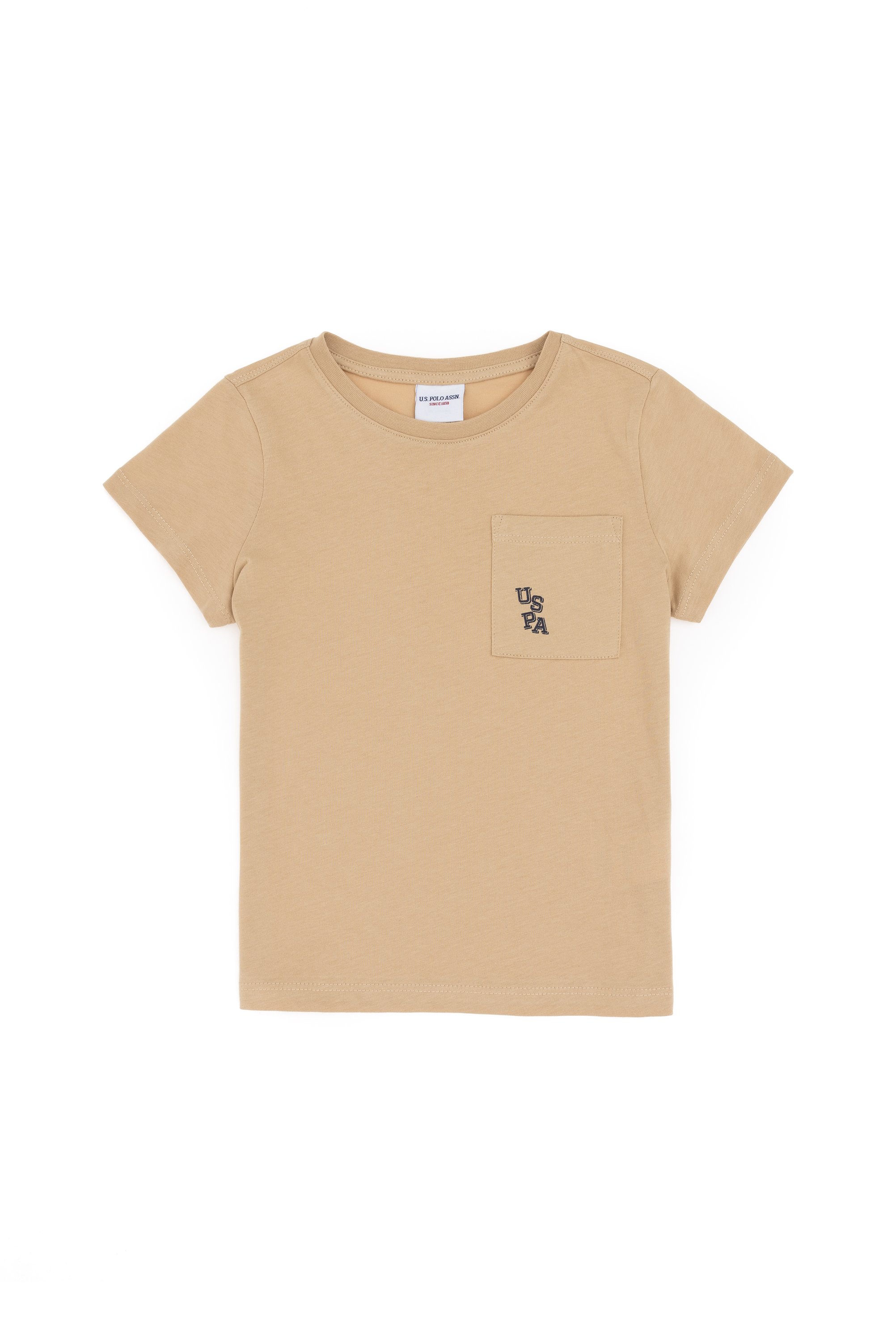تی شرت یقه گرد کرمی رگولار پسرانه یو اس پولو | US POLO ASSN