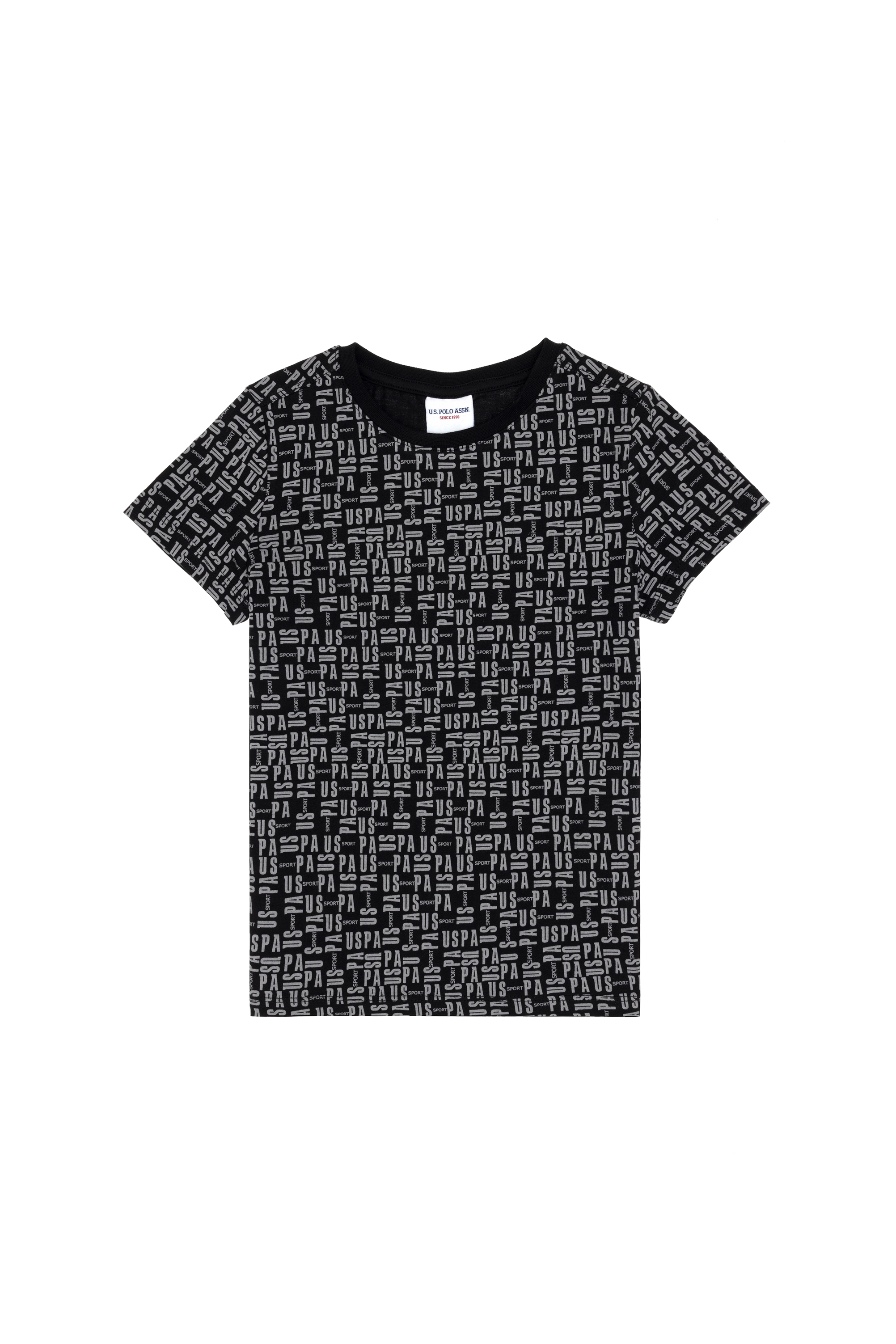 تی شرت یقه گرد سیاه رگولار پسرانه یو اس پولو | US POLO ASSN