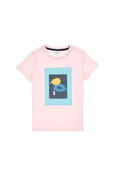 تی شرت یقه گرد  صورتی روشن  رگولار  پسرانه یو اس پولو | US POLO ASSN