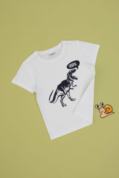 تی شرت یقه گرد  سفید  رگولار  پسرانه یو اس پولو | US POLO ASSN