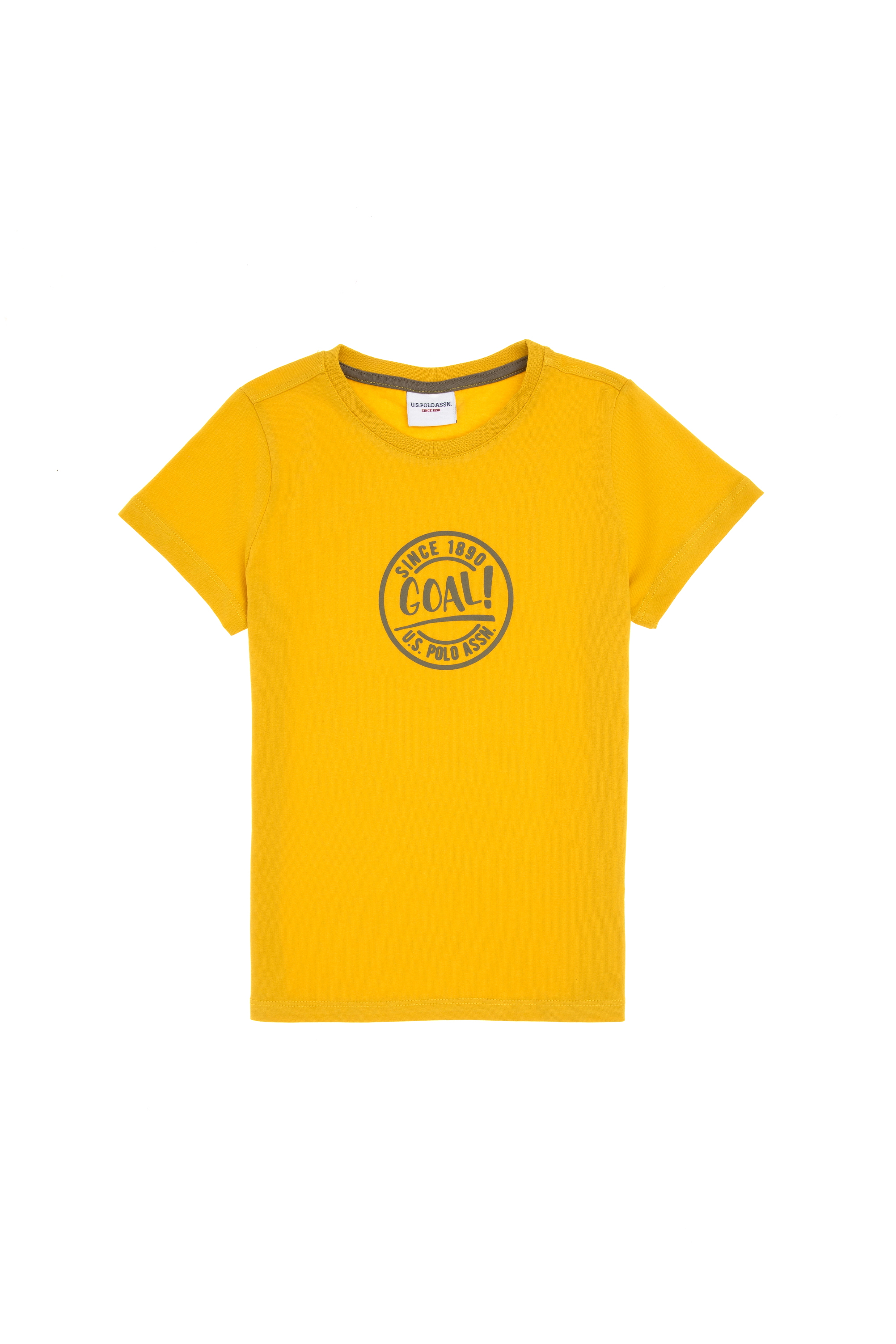 تی شرت یقه گرد زرد تیره رگولار پسرانه یو اس پولو | US POLO ASSN
