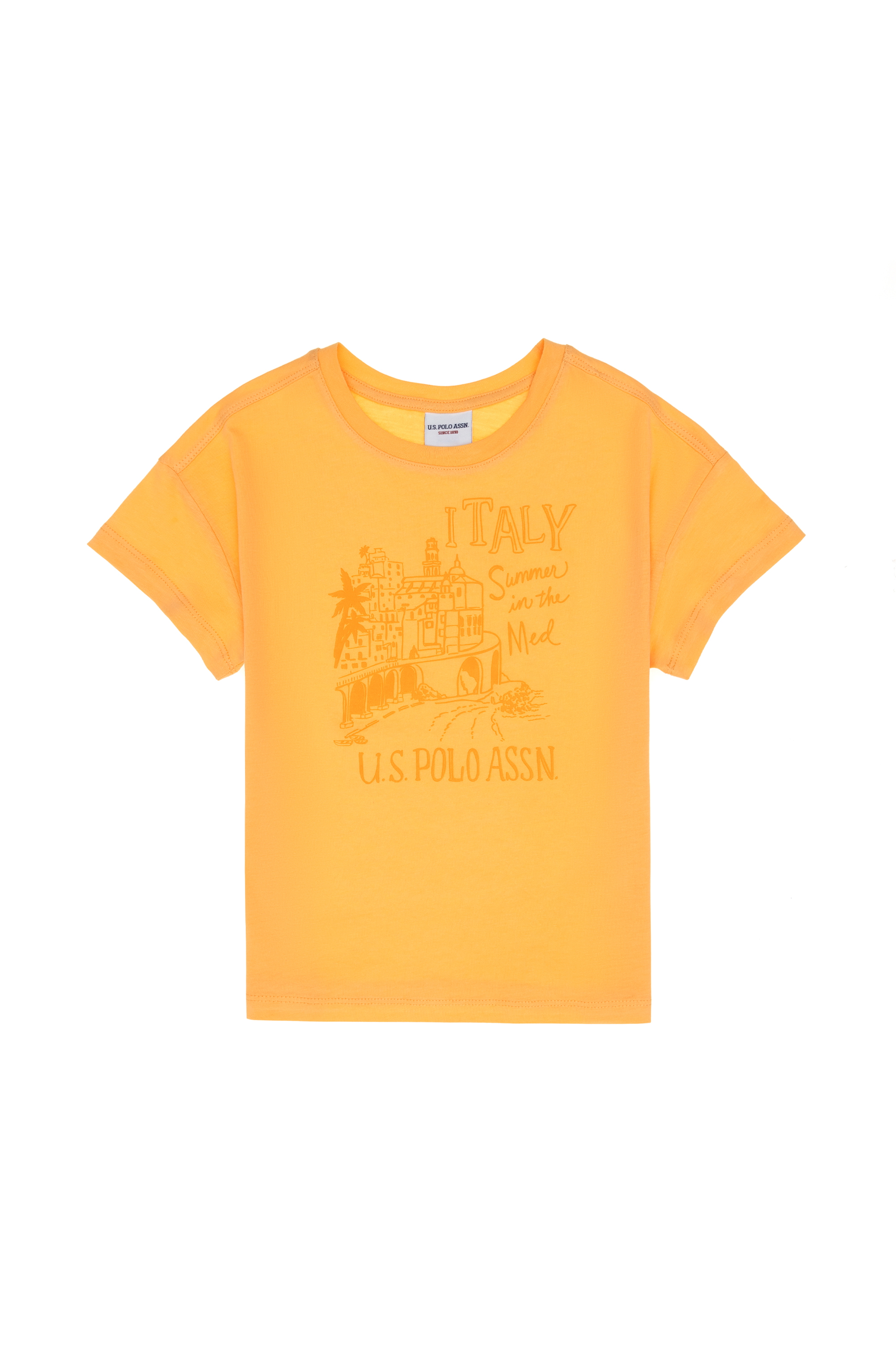 تی شرت یقه گرد زرد رگولار دخترانه یو اس پولو | US POLO ASSN
