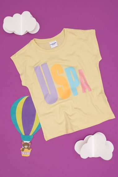 تی شرت یقه گرد  خاکی روشن  رگولار  دخترانه یو اس پولو | US POLO ASSN