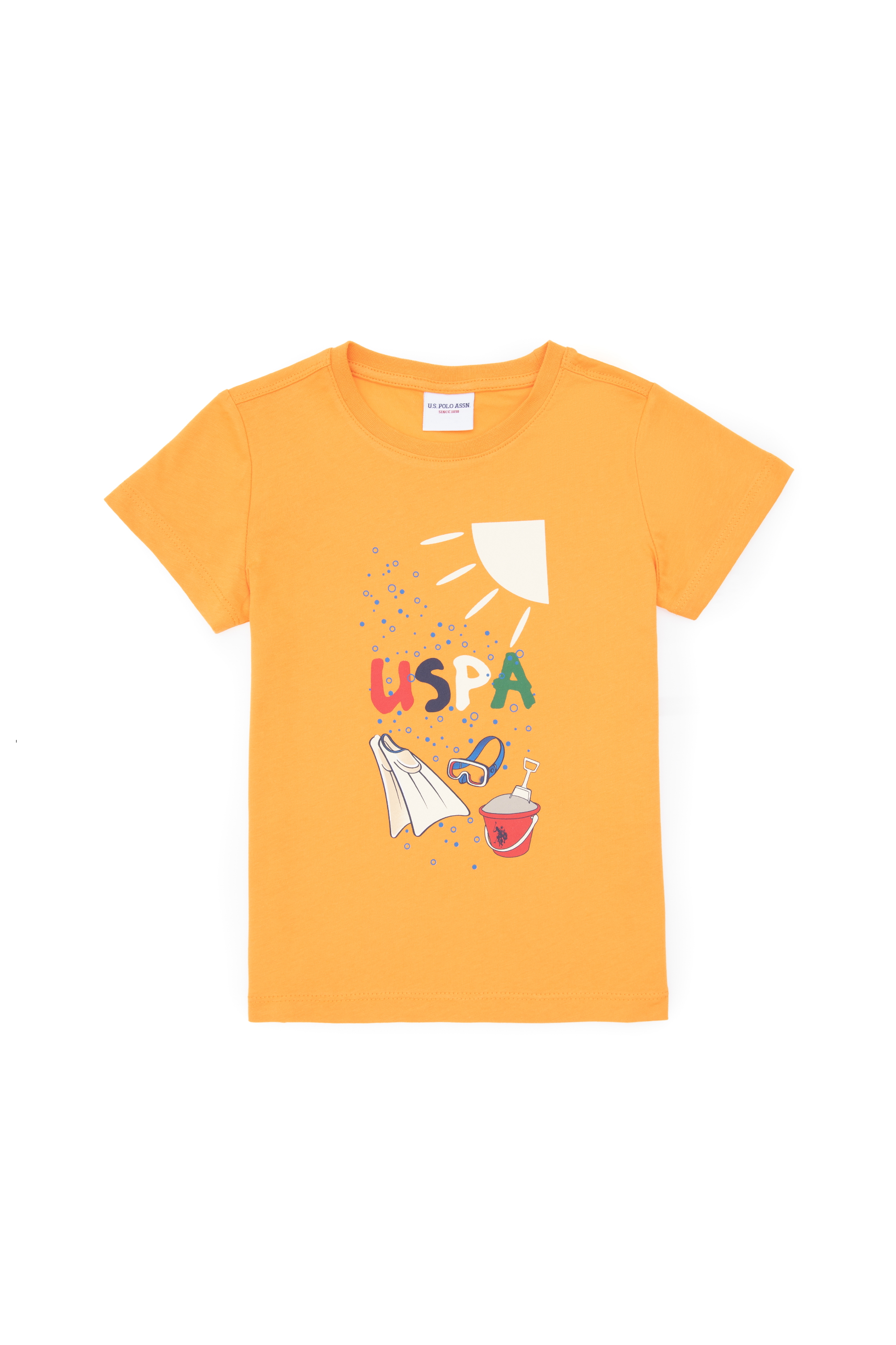 تی شرت یقه گرد نارنجی رگولار پسرانه یو اس پولو | US POLO ASSN