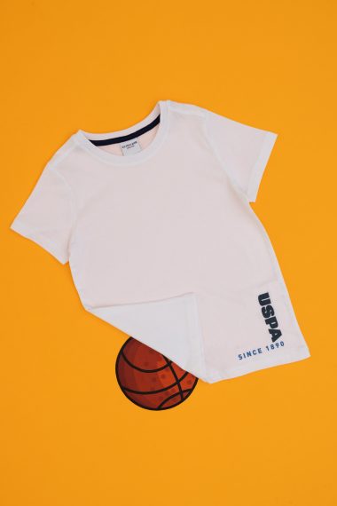 تی شرت یقه گرد  سفید  رگولار  پسرانه یو اس پولو | US POLO ASSN