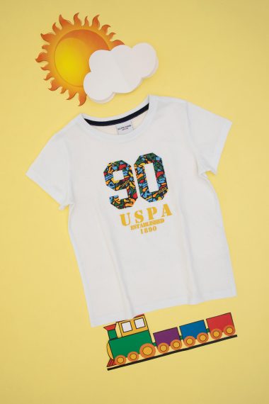 تی شرت یقه گرد  سفید  رگولار  پسرانه یو اس پولو | US POLO ASSN
